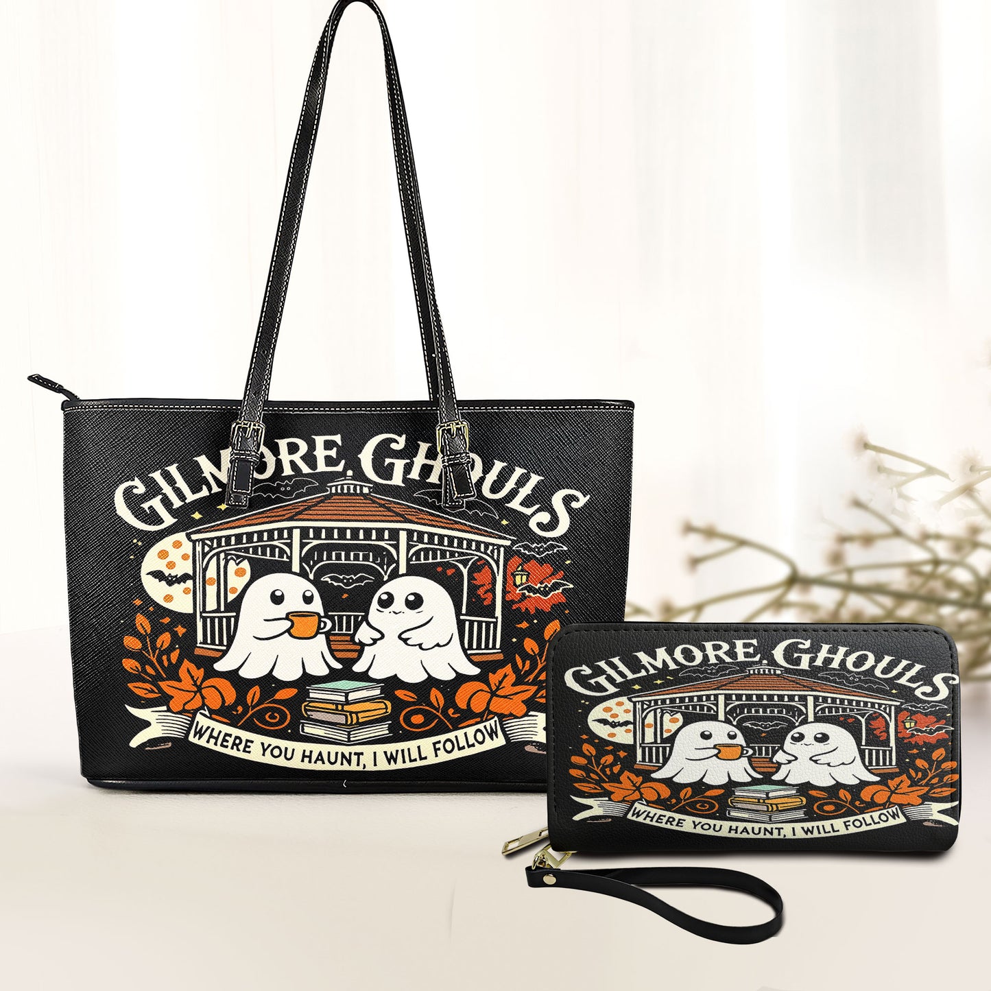 Gilmore Ghouls Leather Halloween Tote & Wallet Set – Spooky Cute Fall Vibes
