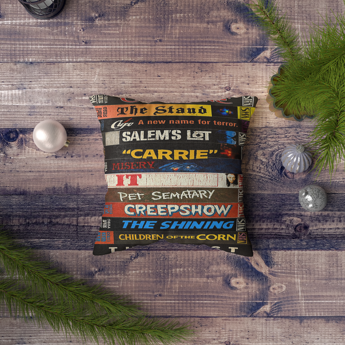 Stephen King Horror Book Spine Pillow
