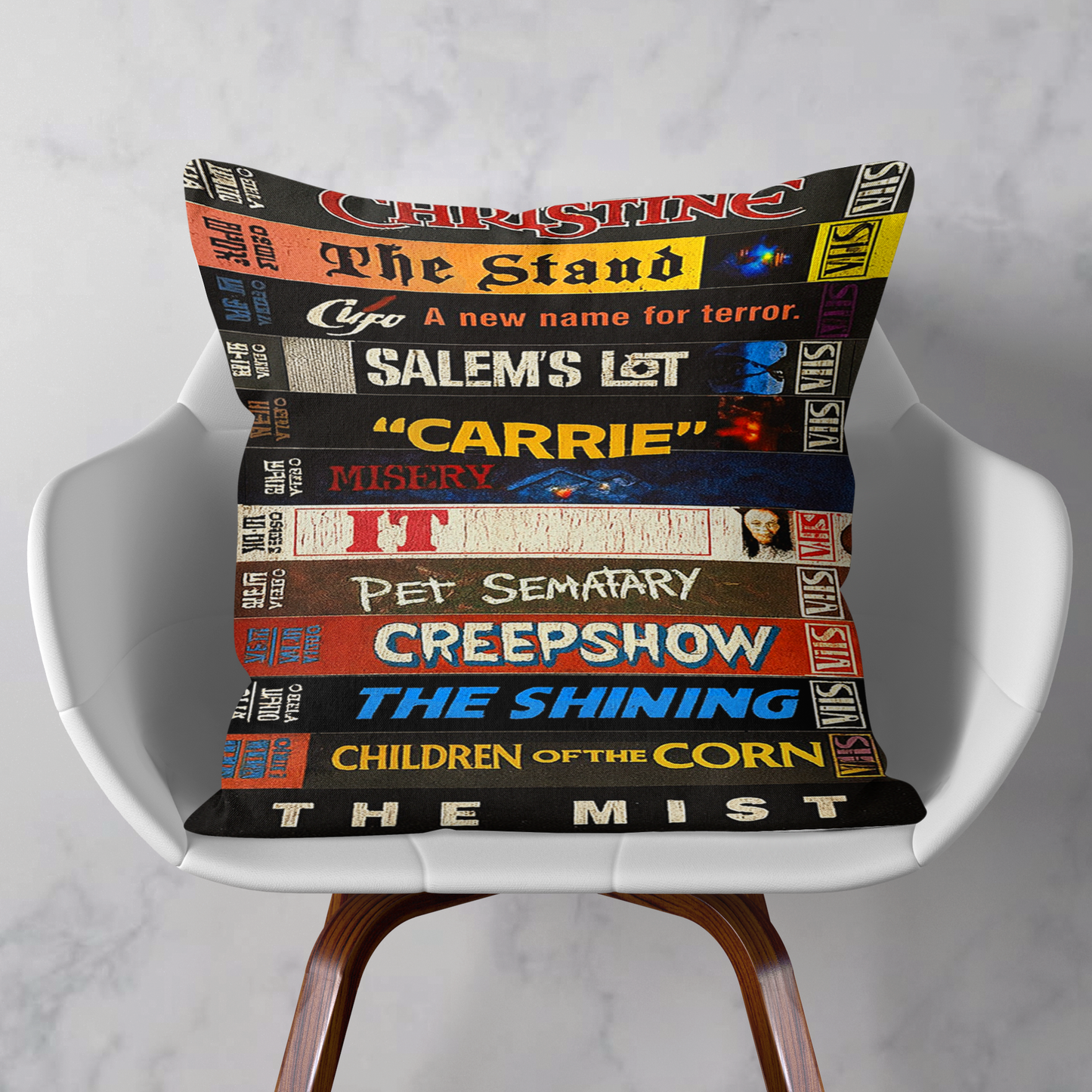 Stephen King Horror Book Spine Pillow