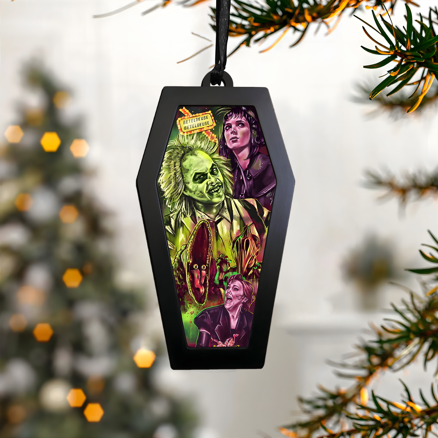 Beetlejuice & Haunted Hijinks – Acrylic & Wood Ornament