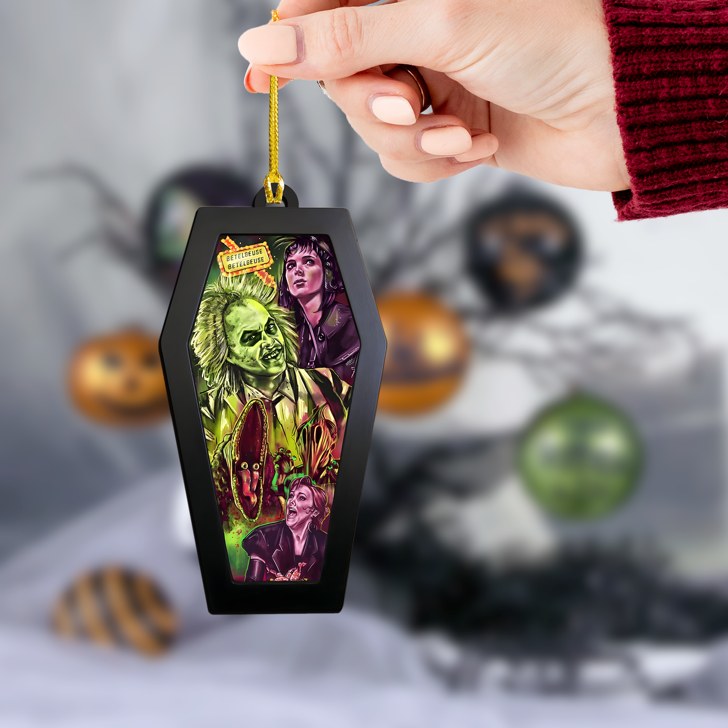 Beetlejuice & Haunted Hijinks – Acrylic & Wood Ornament