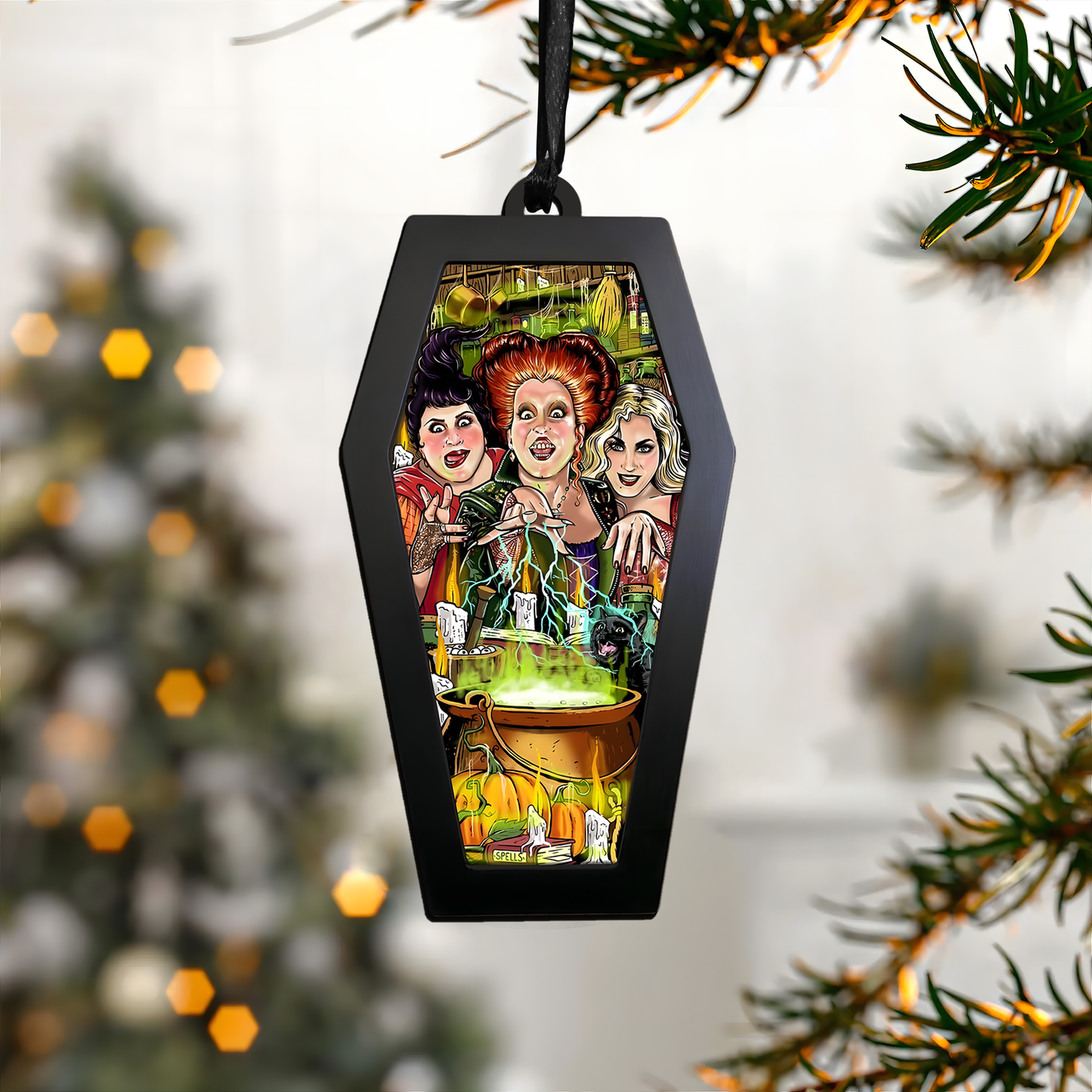Witch Trio Brewing Magic – Acrylic & Wood Ornament