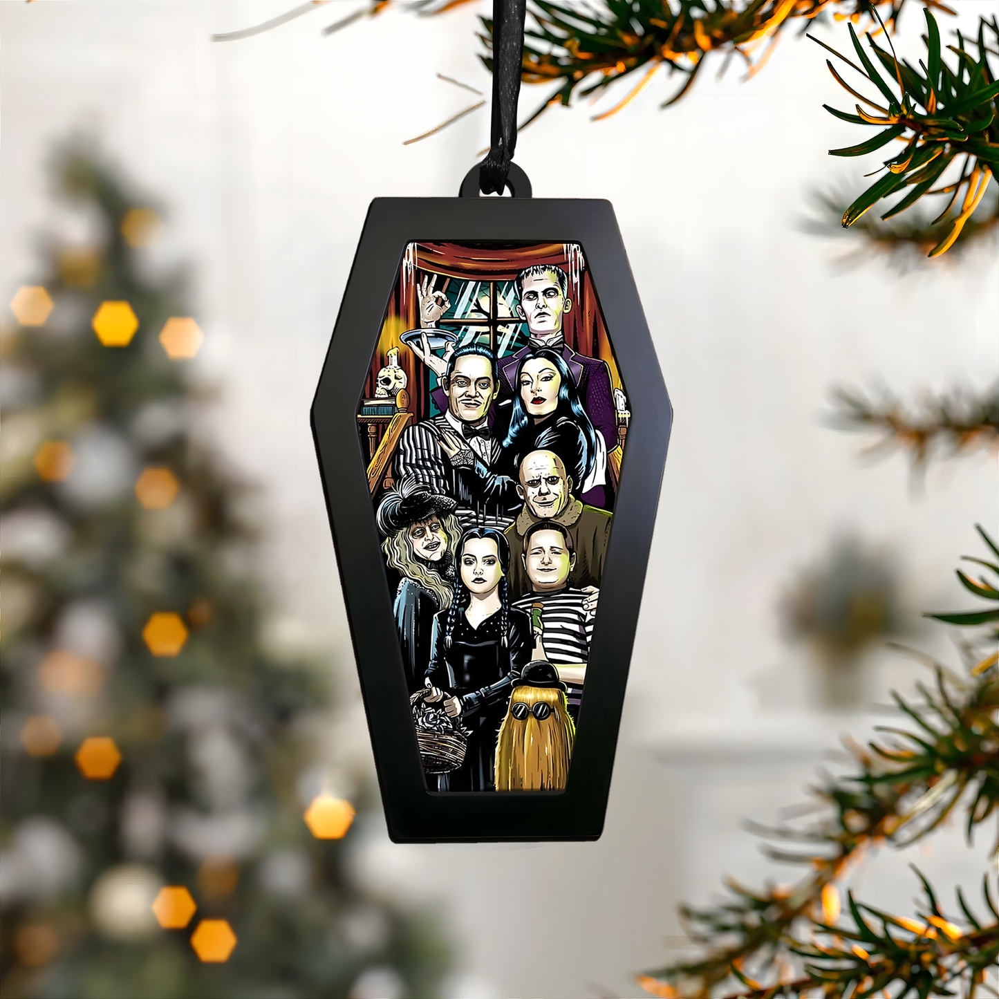 Spooky Family Portrait – Acrylic & Wood Ornament