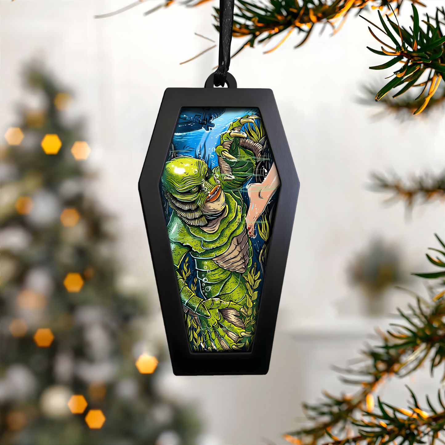 Gill-man Underwater Encounter – Acrylic & Wood Ornament