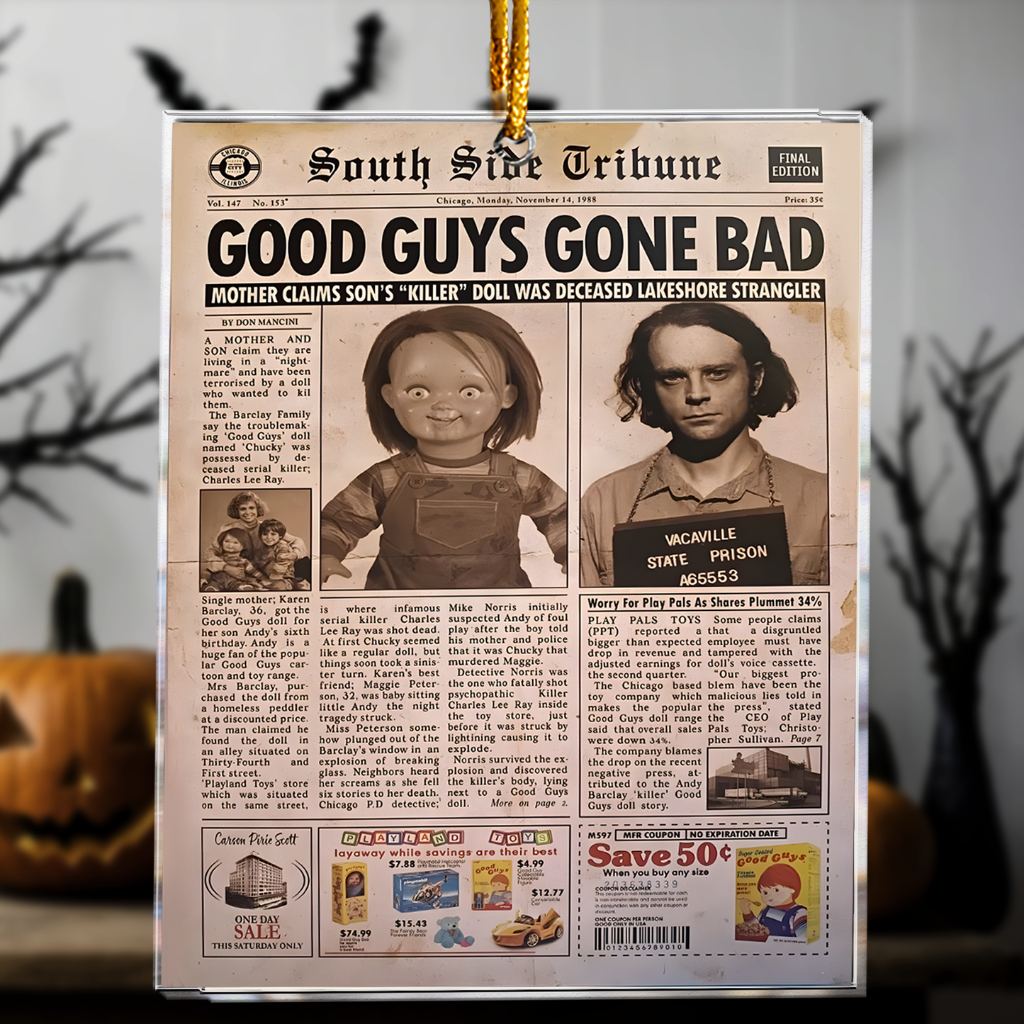 Good Guys Gone Bad Newspaper Design – Acrylic Ornament