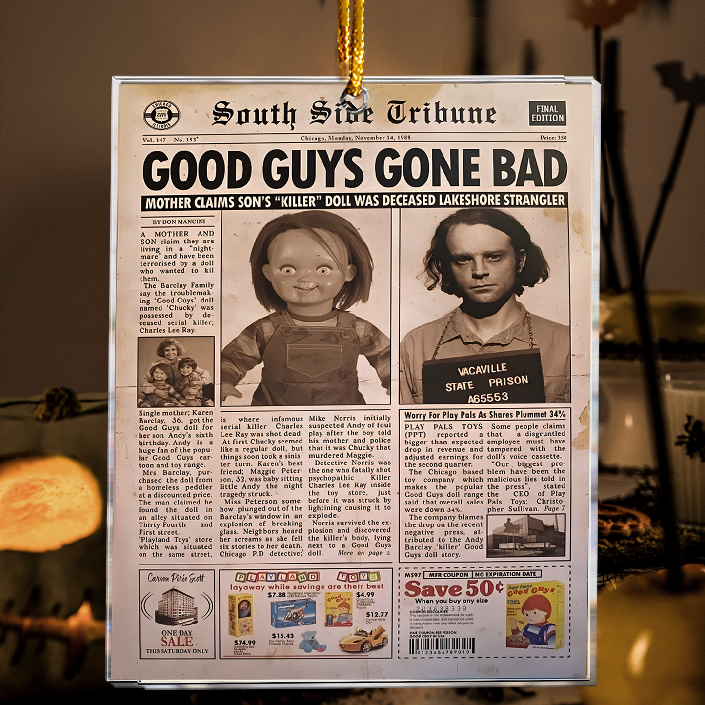 Good Guys Gone Bad Newspaper Design – Acrylic Ornament