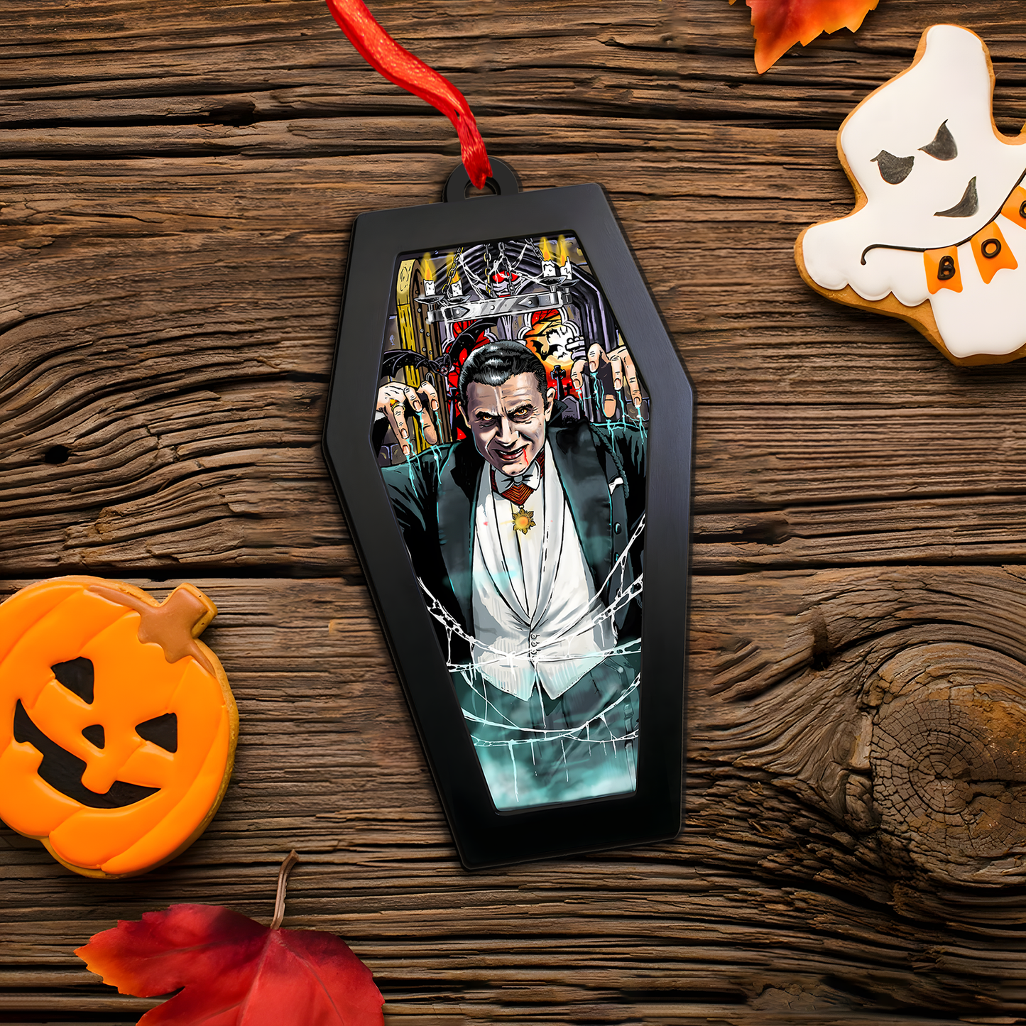 Dracula in Gothic Castle – Acrylic & Wood Ornament