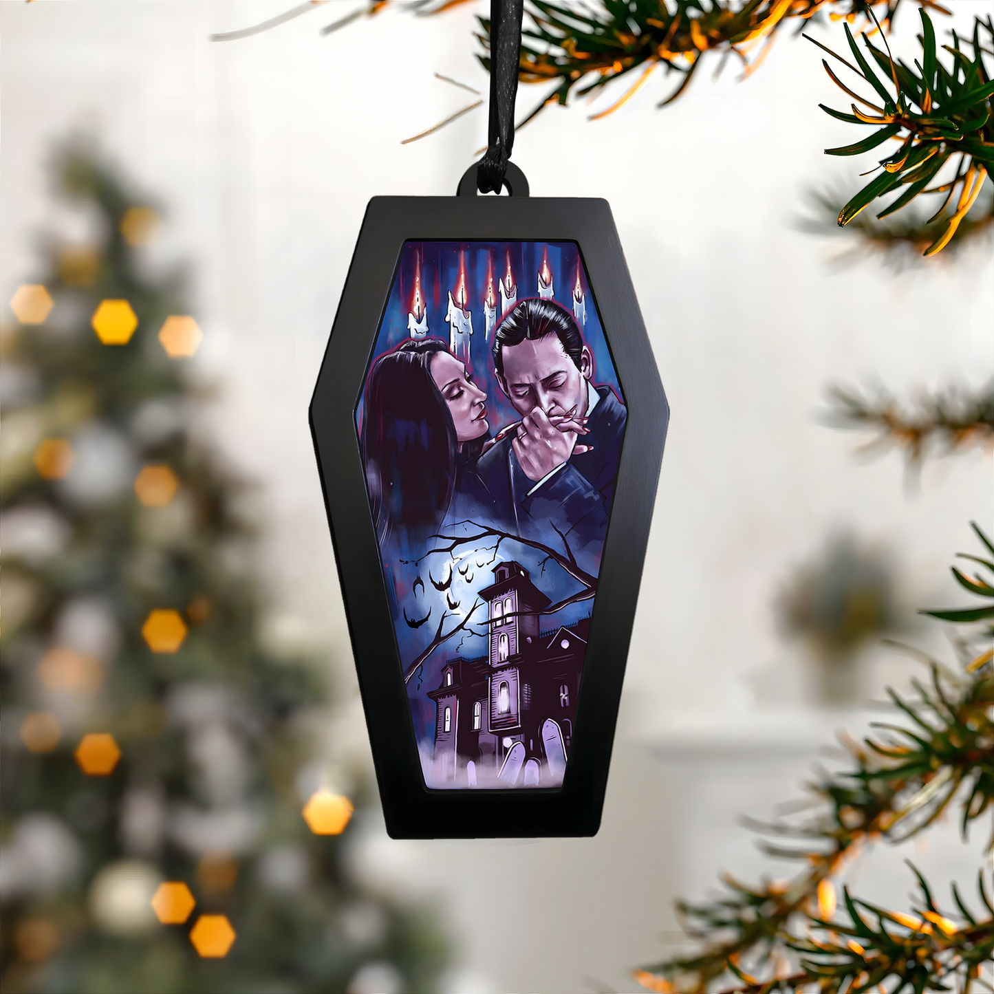 Gothic Lovers & Haunted Mansion – Acrylic & Wood Ornament