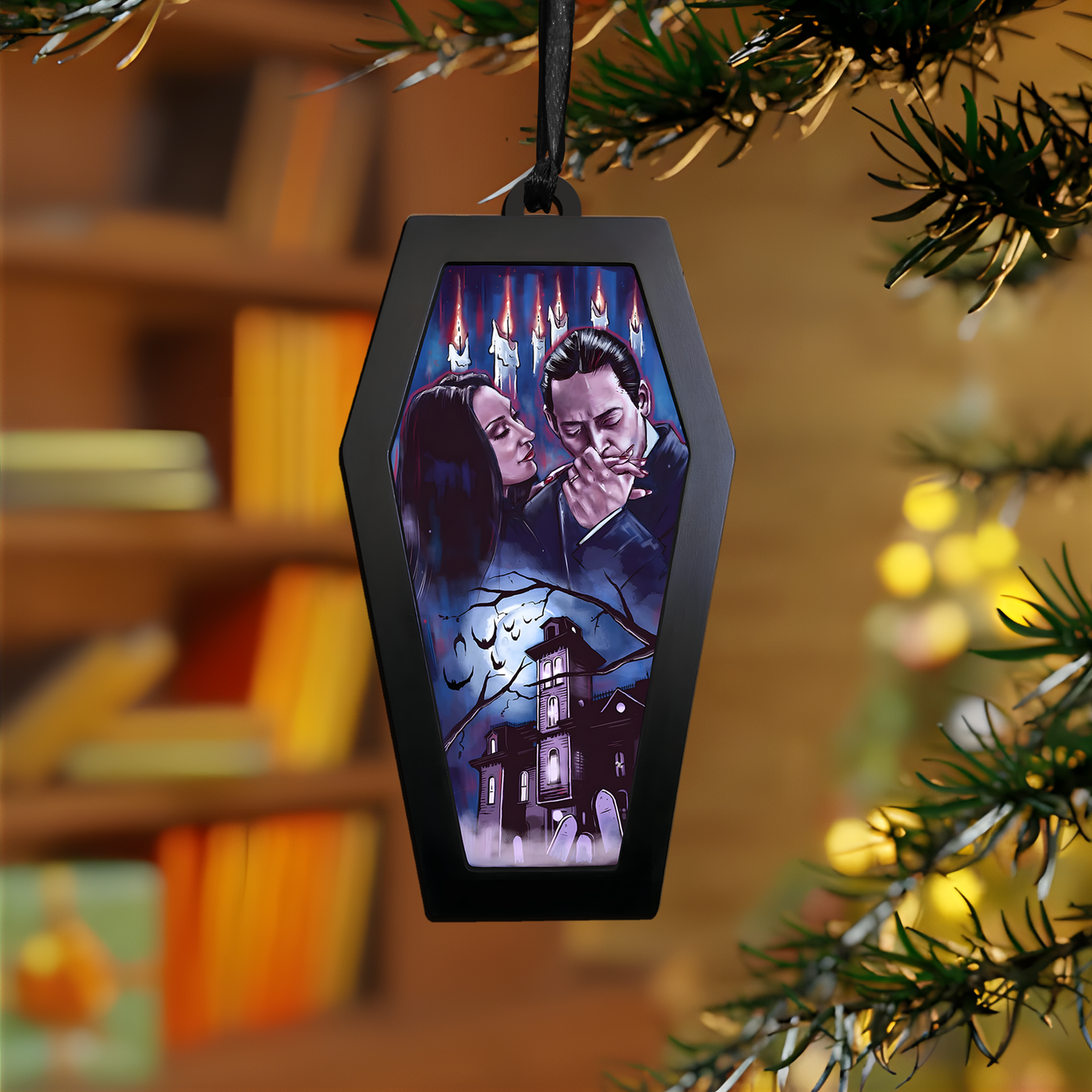 Gothic Lovers & Haunted Mansion – Acrylic & Wood Ornament