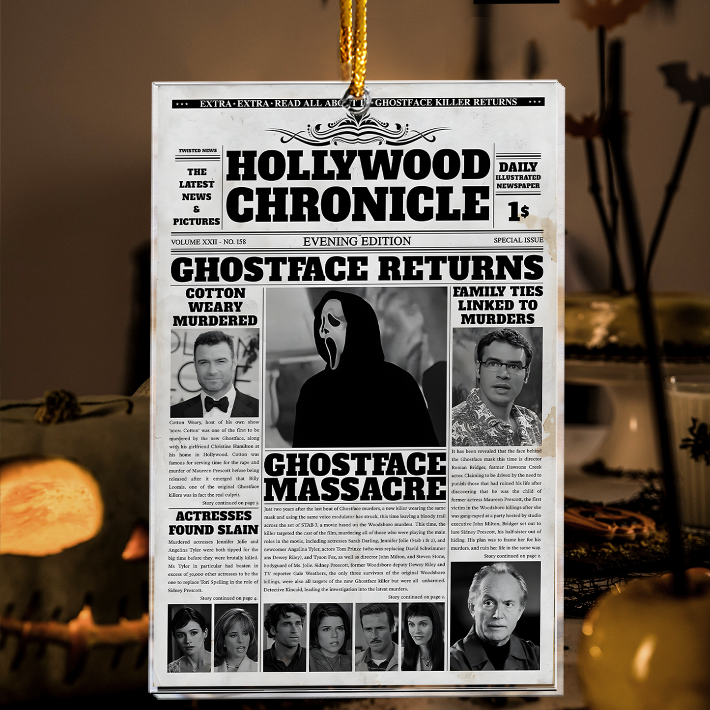 Ghostface Returns Newspaper Design – Acrylic Ornament