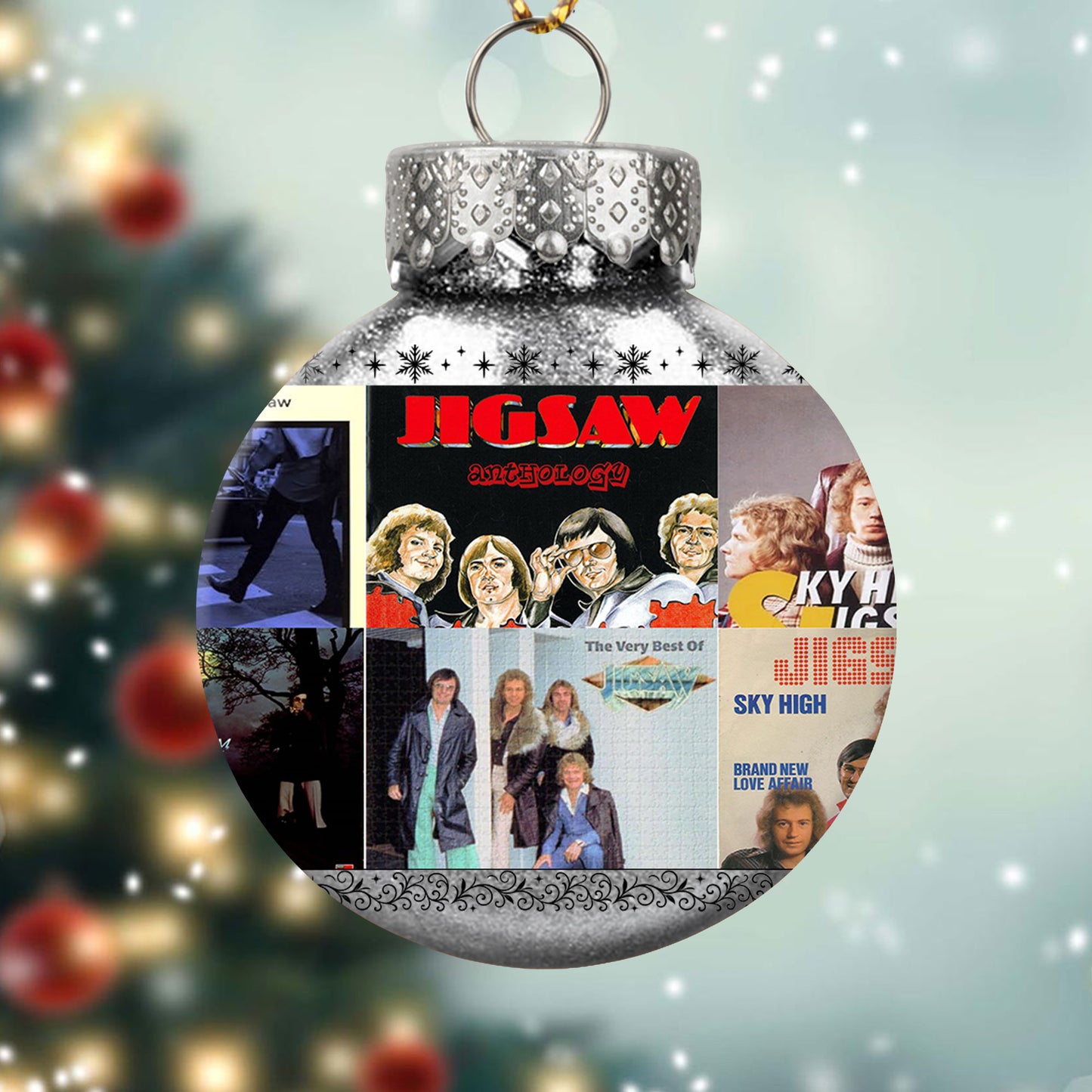 Jigsaw Album Collage Ornament – Classic Pop & Soft Rock Christmas Decoration