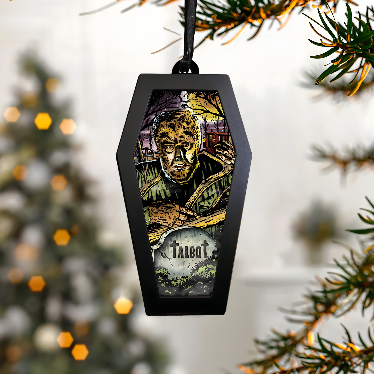 The Wolf Man Talbot Scene – Acrylic & Wood Ornament