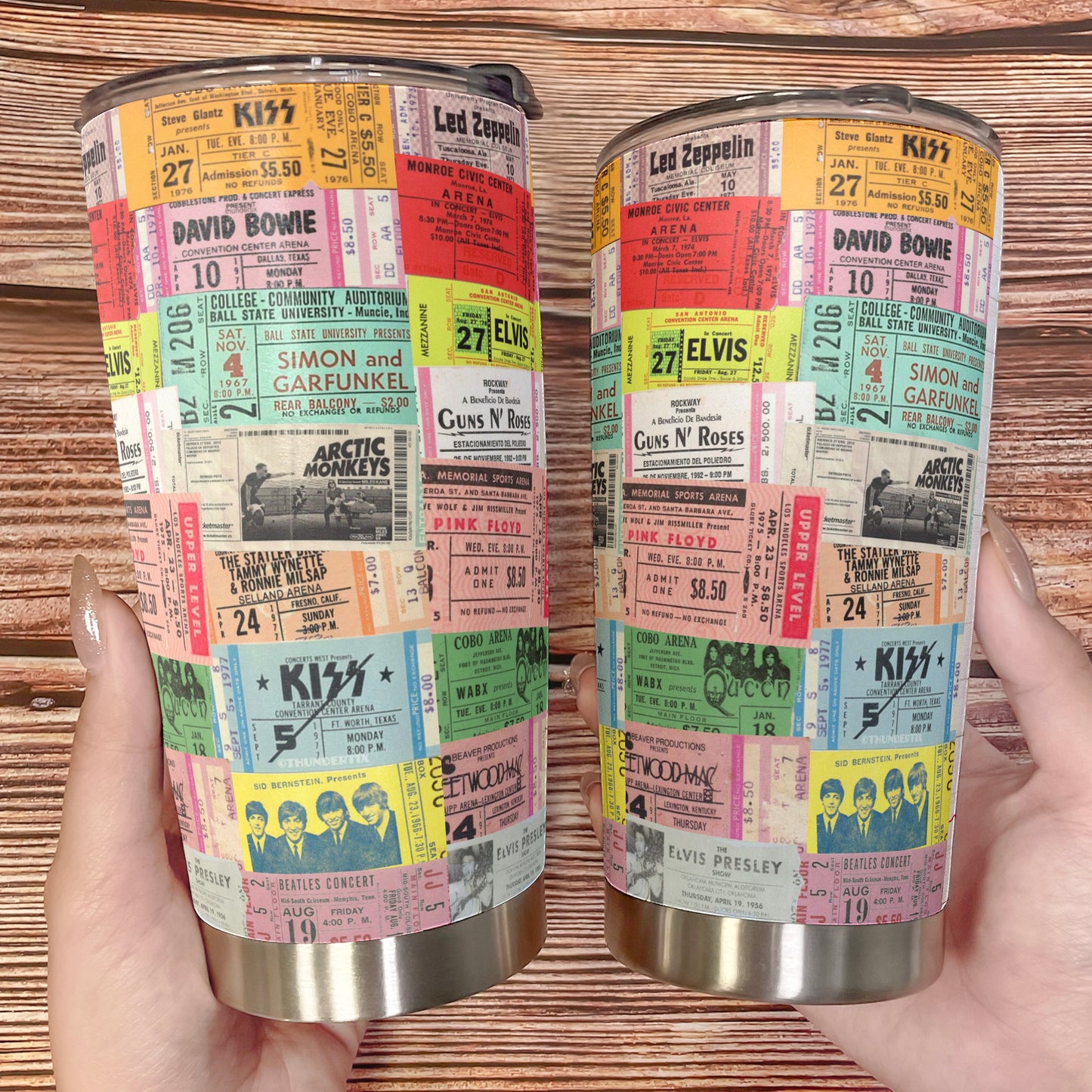 Retro Concert Tickets Collage Tumbler Cup