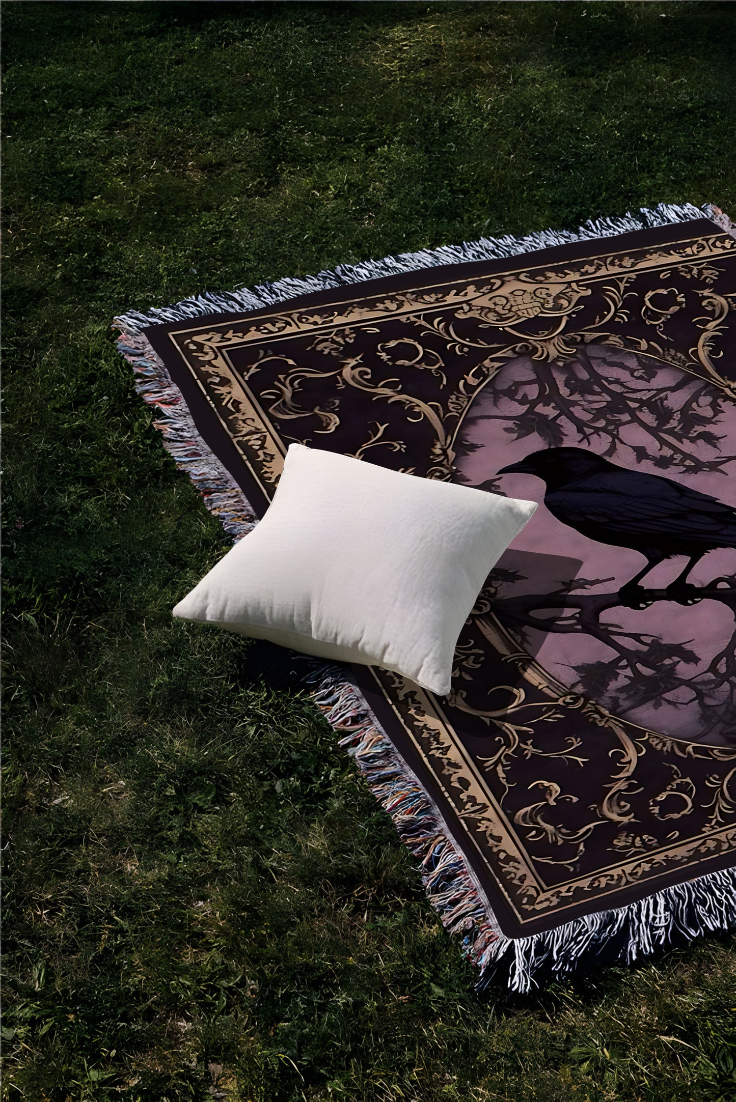 Nevermore Raven Woven Blanket – Gothic Poe Inspired