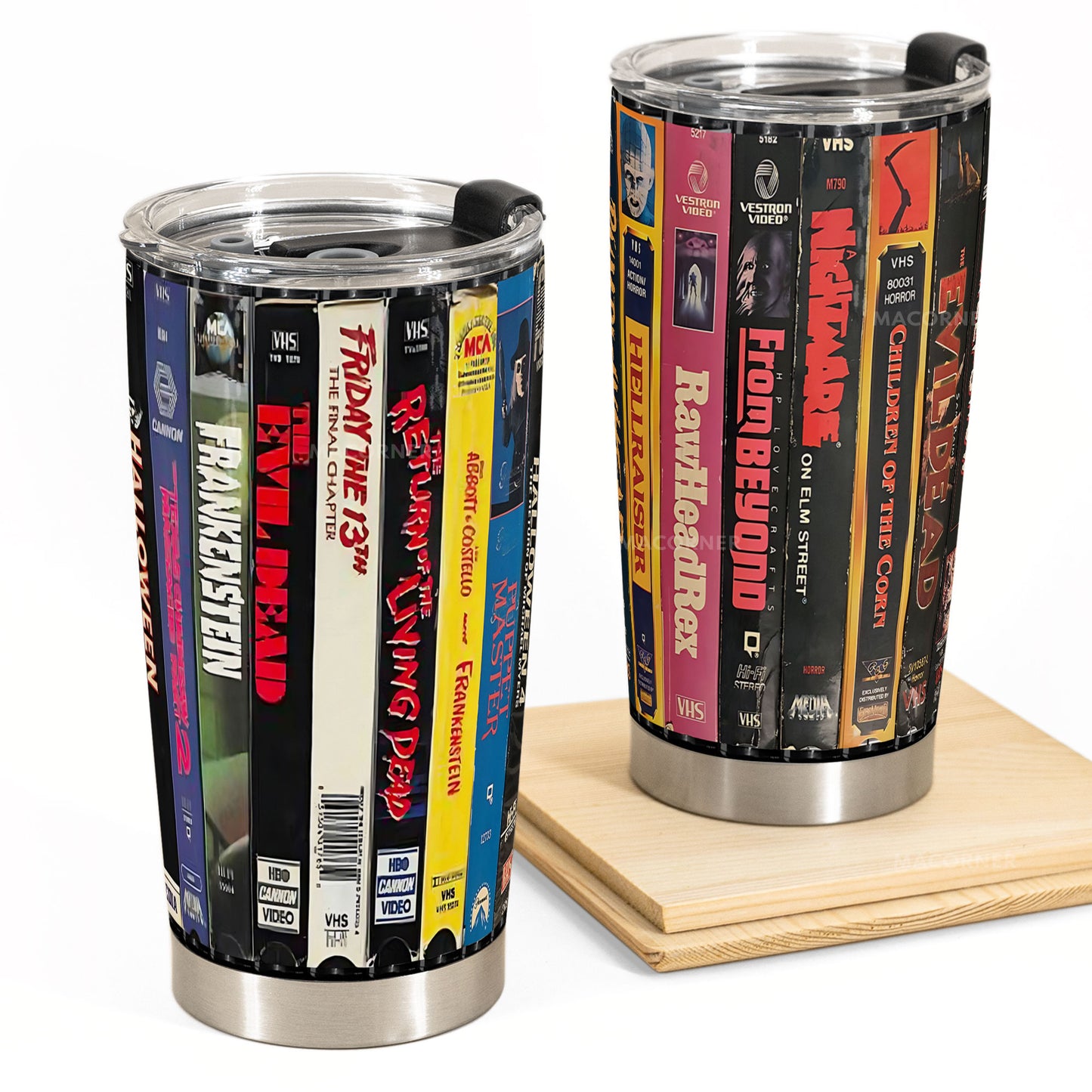 Vintage VHS Horror Tumbler – Halloween Movie Throwback Tumbler 20oz 40oz