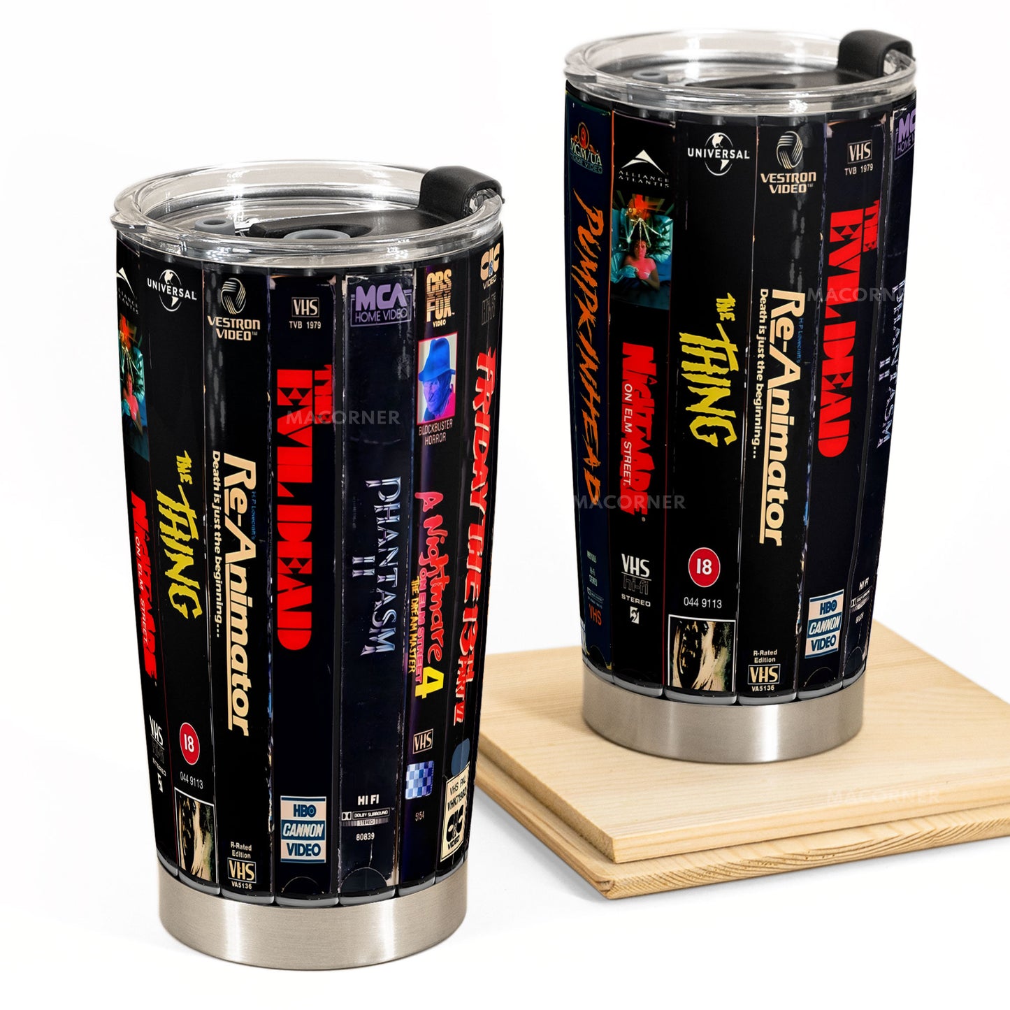 Classic VHS Horror Tumbler – 80s Slasher & Monster Madness Tumbler 20oz 40oz