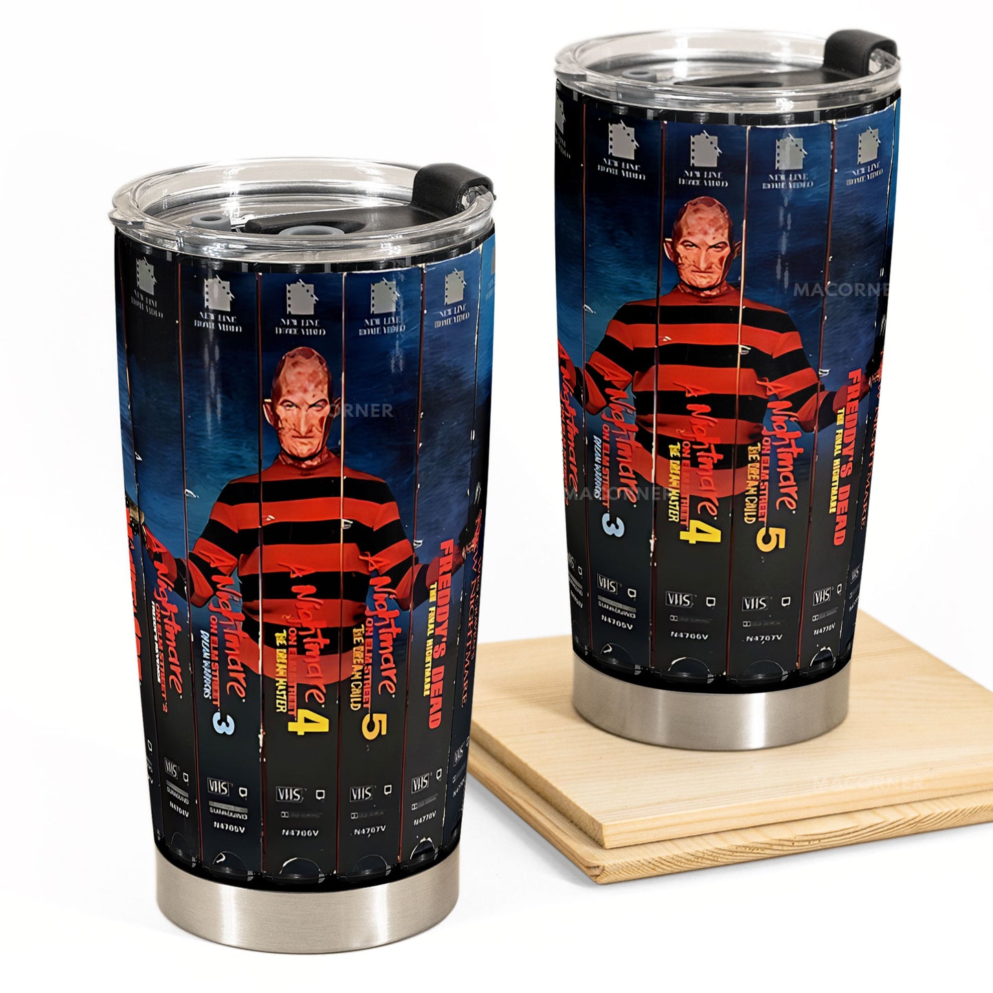 Freddy Krueger VHS Tumbler – Nightmare on Elm Street Collector’s Cup Tumbler 20oz 40oz