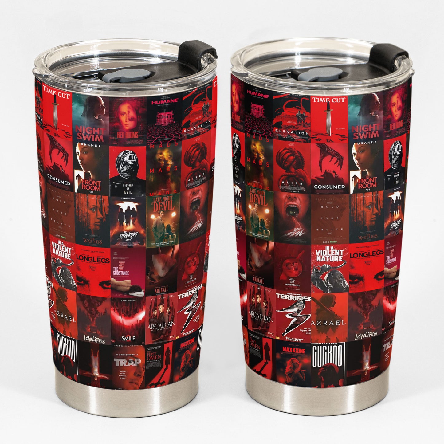 Modern Horror Movie Collage Tumbler – Chilling Thrills for Hardcore Fans tumbler 20oz 40oz