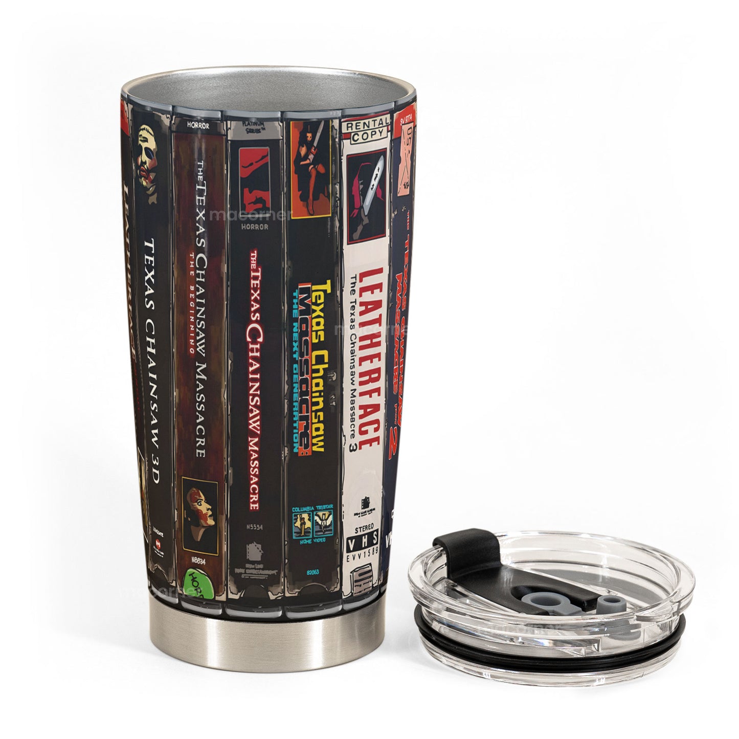 Texas Chainsaw Massacre VHS Tumbler – Leatherface Lives On Tumbler 20oz -40z