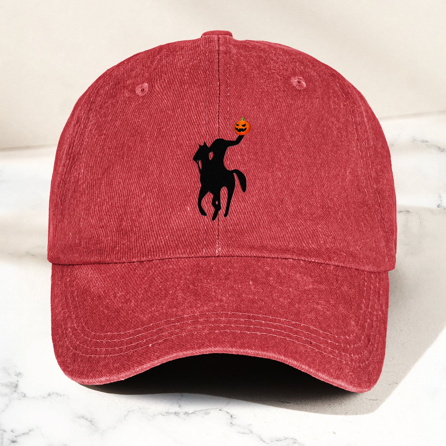 Headless Horseman Halloween Denim Cap