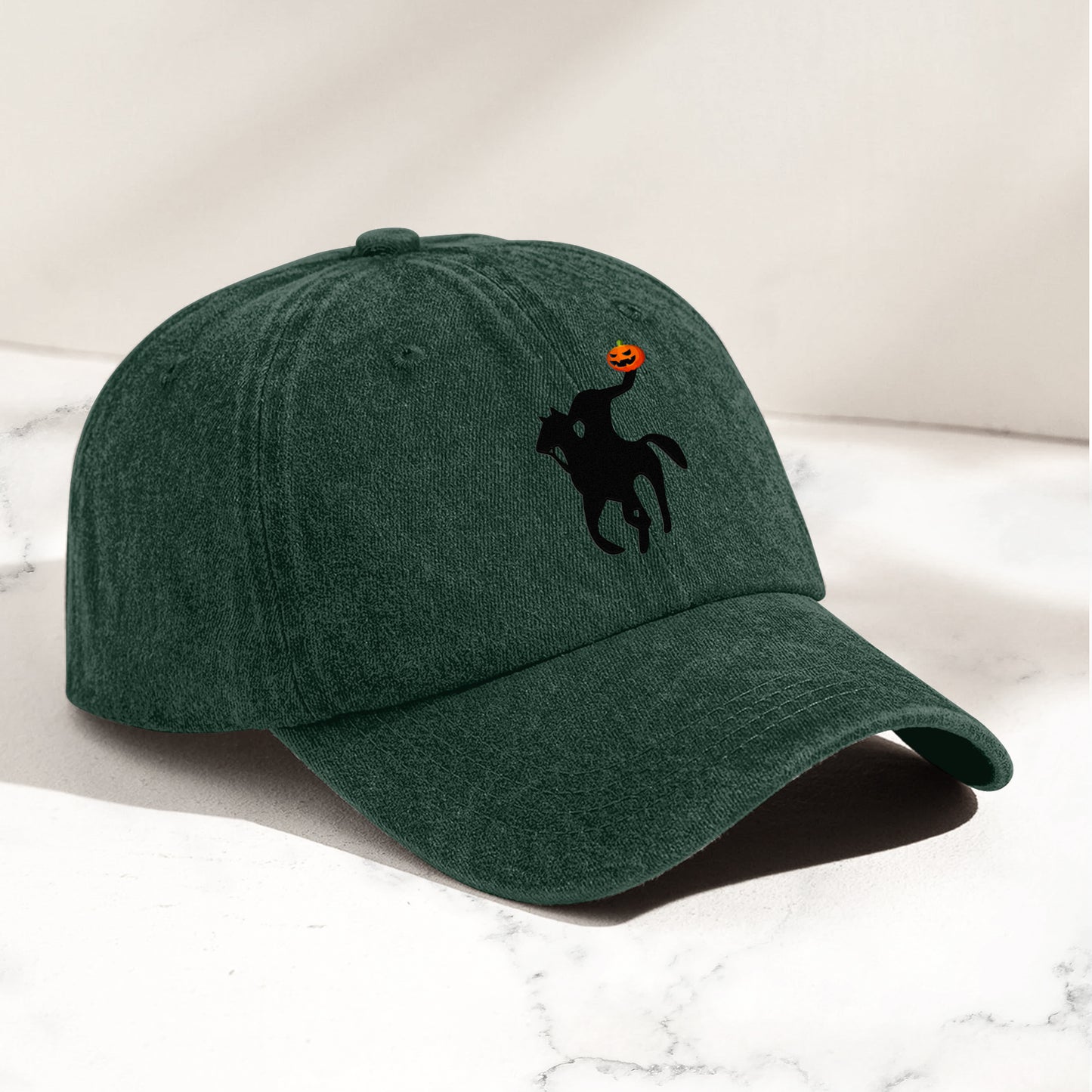 Headless Horseman Halloween Denim Cap