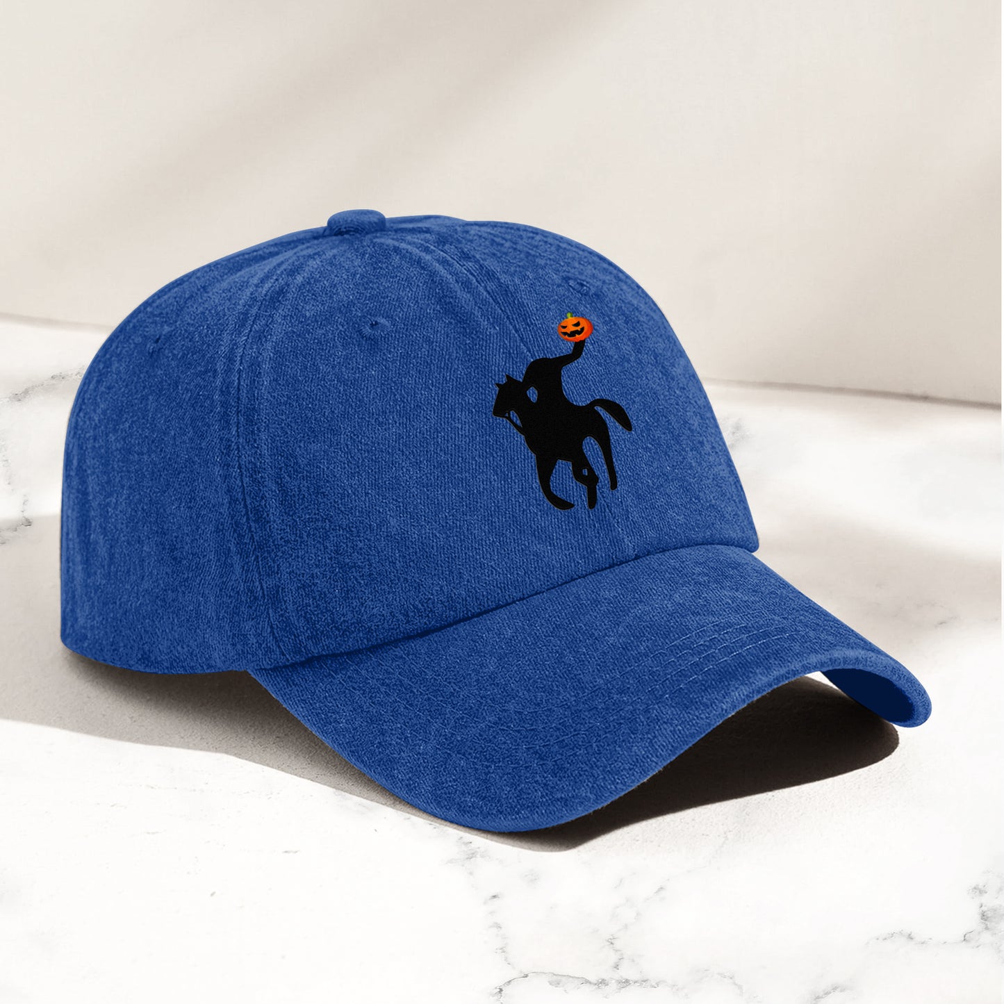 Headless Horseman Halloween Denim Cap