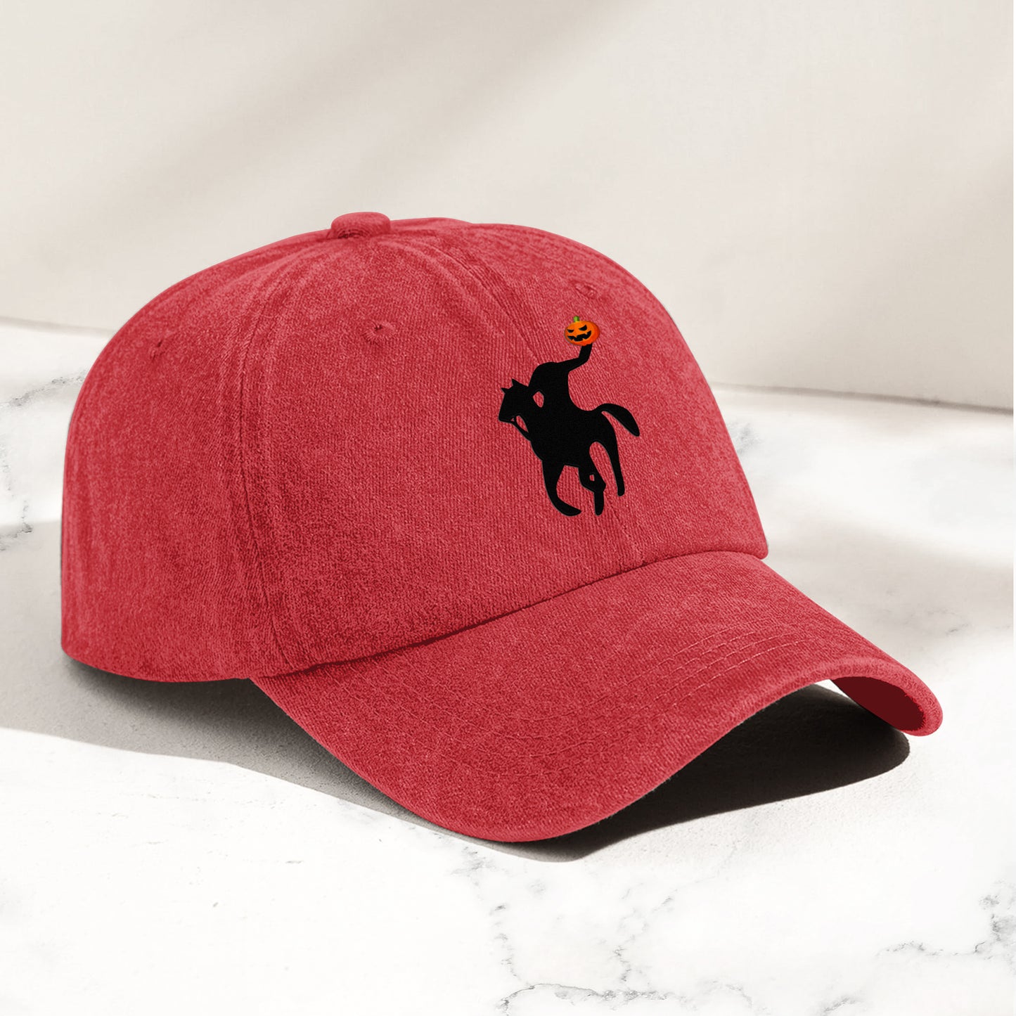 Headless Horseman Halloween Denim Cap