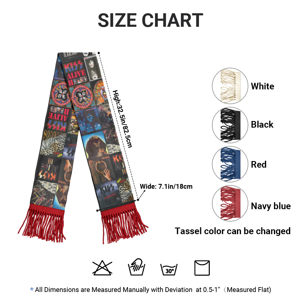 KISS Album Collage Scarf – Retro Rock Fan Gift