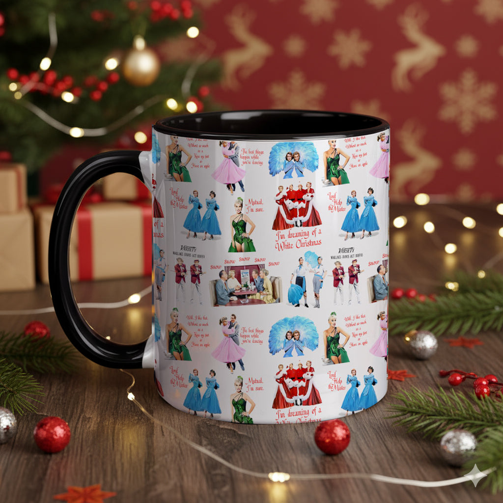 White Christmas Movie Accent Mug – Vintage Holiday Classic