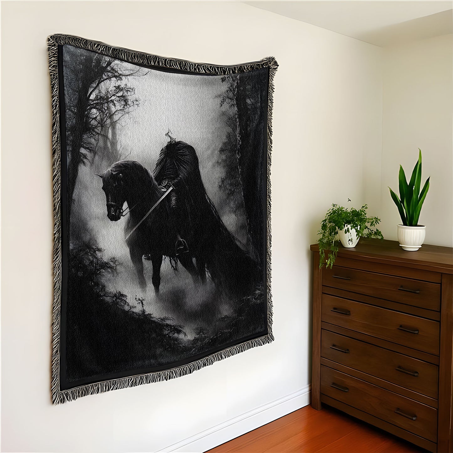 Dark Rider Gothic Fantasy Woven Blanket