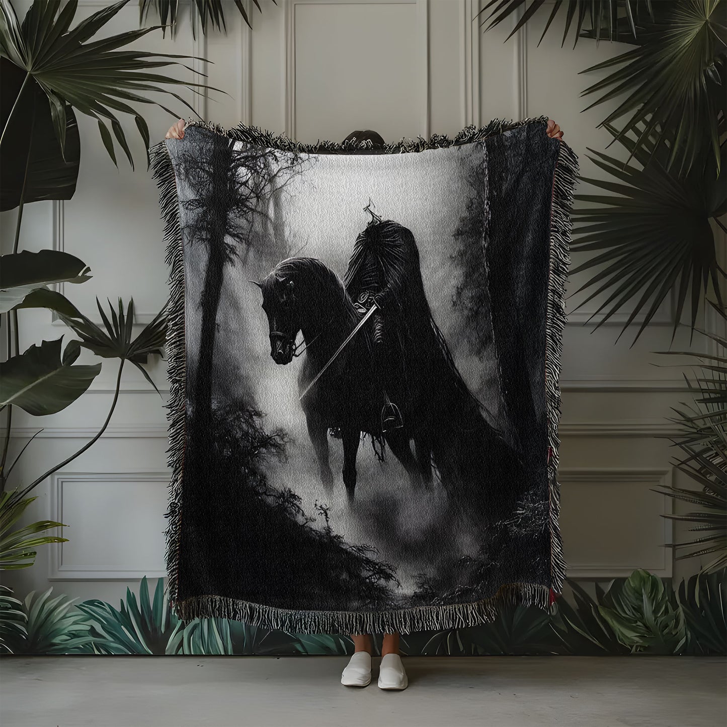 Dark Rider Gothic Fantasy Woven Blanket