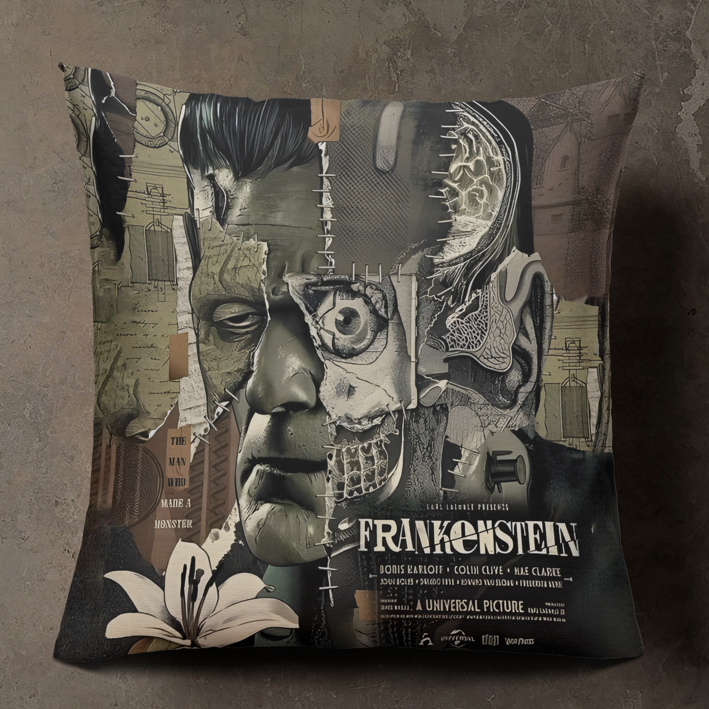 Frankenstein Vintage Horror Pillow