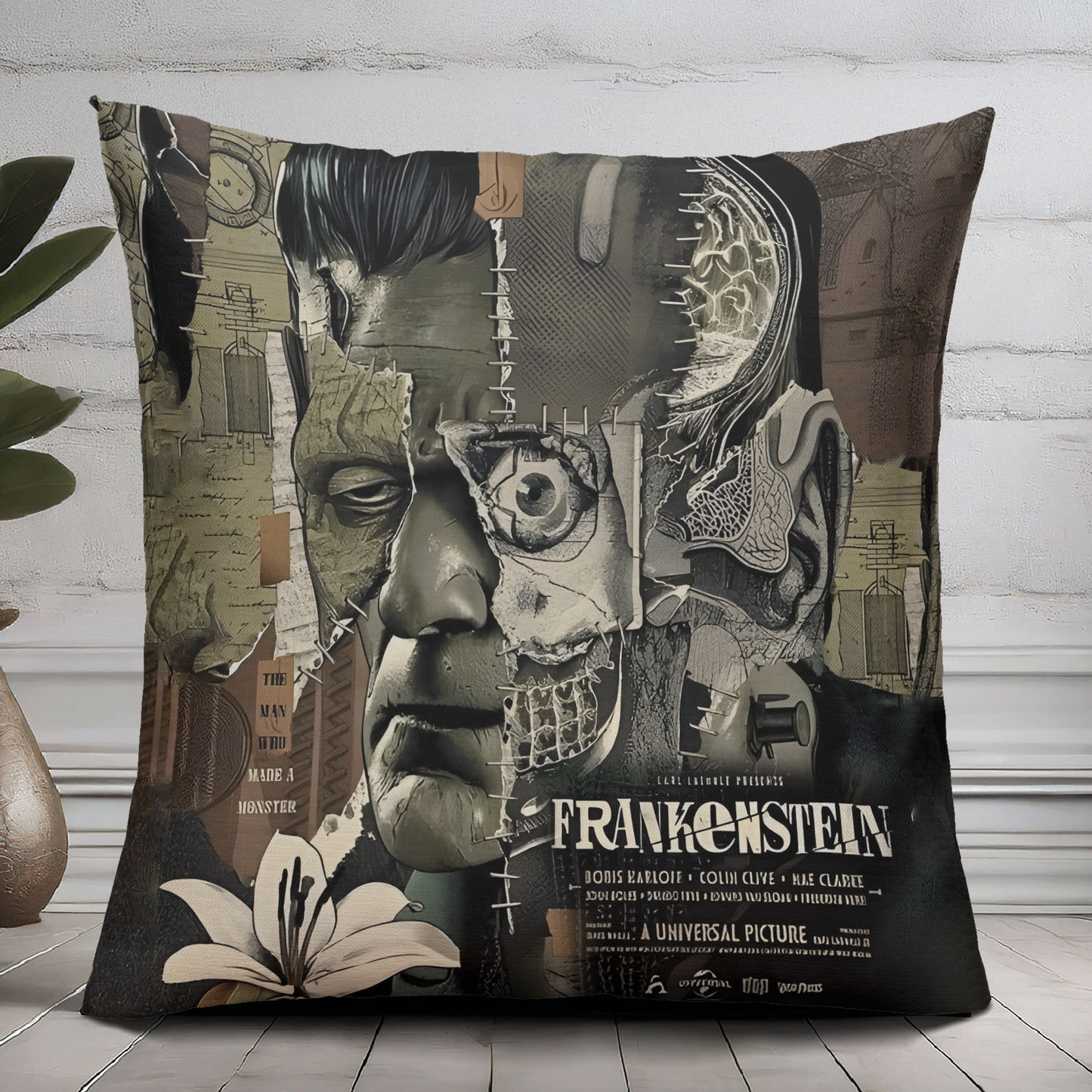 Frankenstein Vintage Horror Pillow