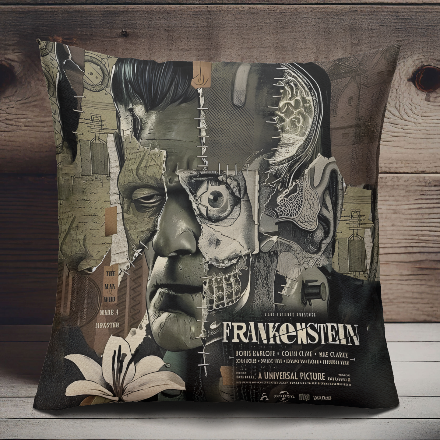 Frankenstein Vintage Horror Pillow