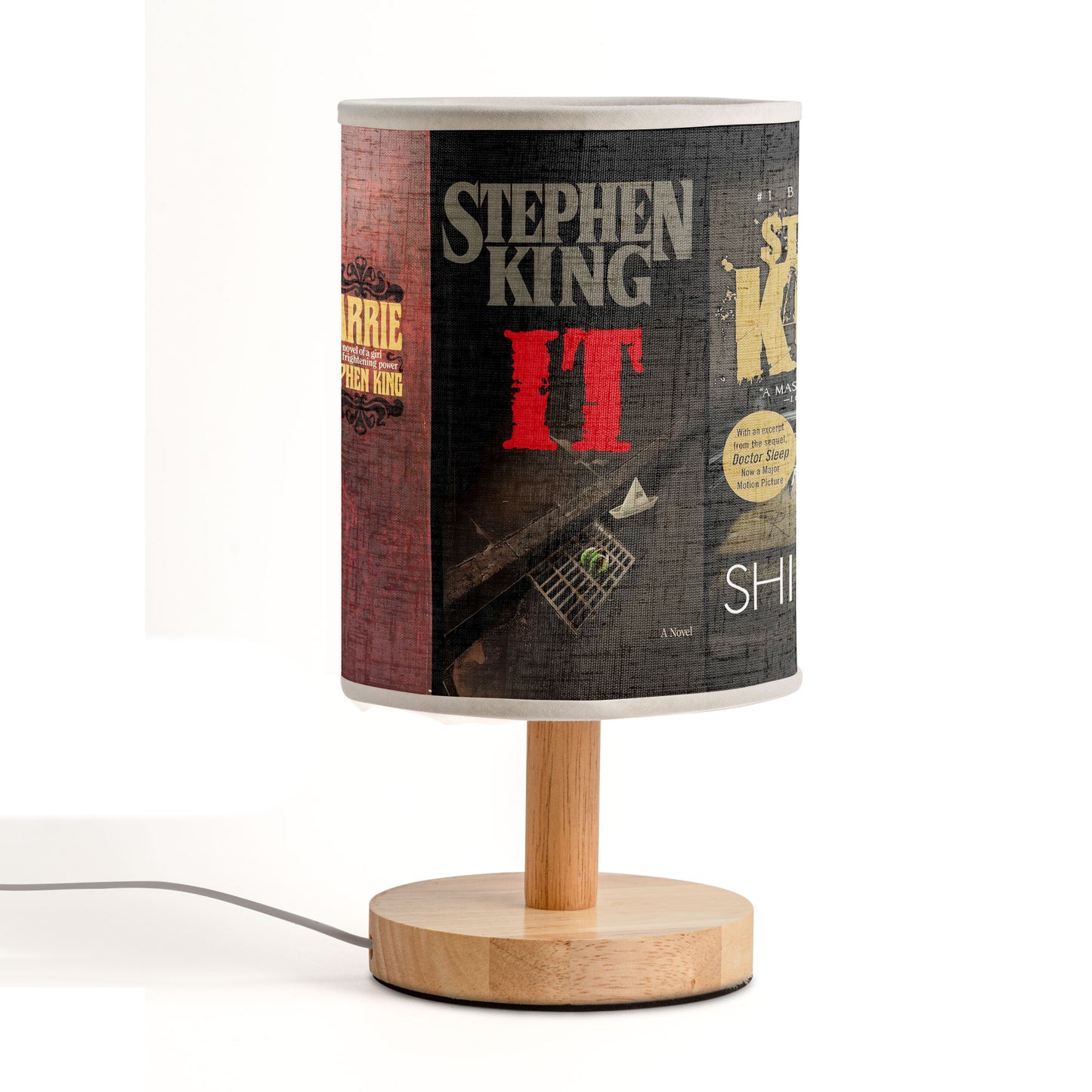 Stephen King Horror Fabric Lamp – Featuring IT, The Shining, The Stand, Pet Sematary, and Carrie