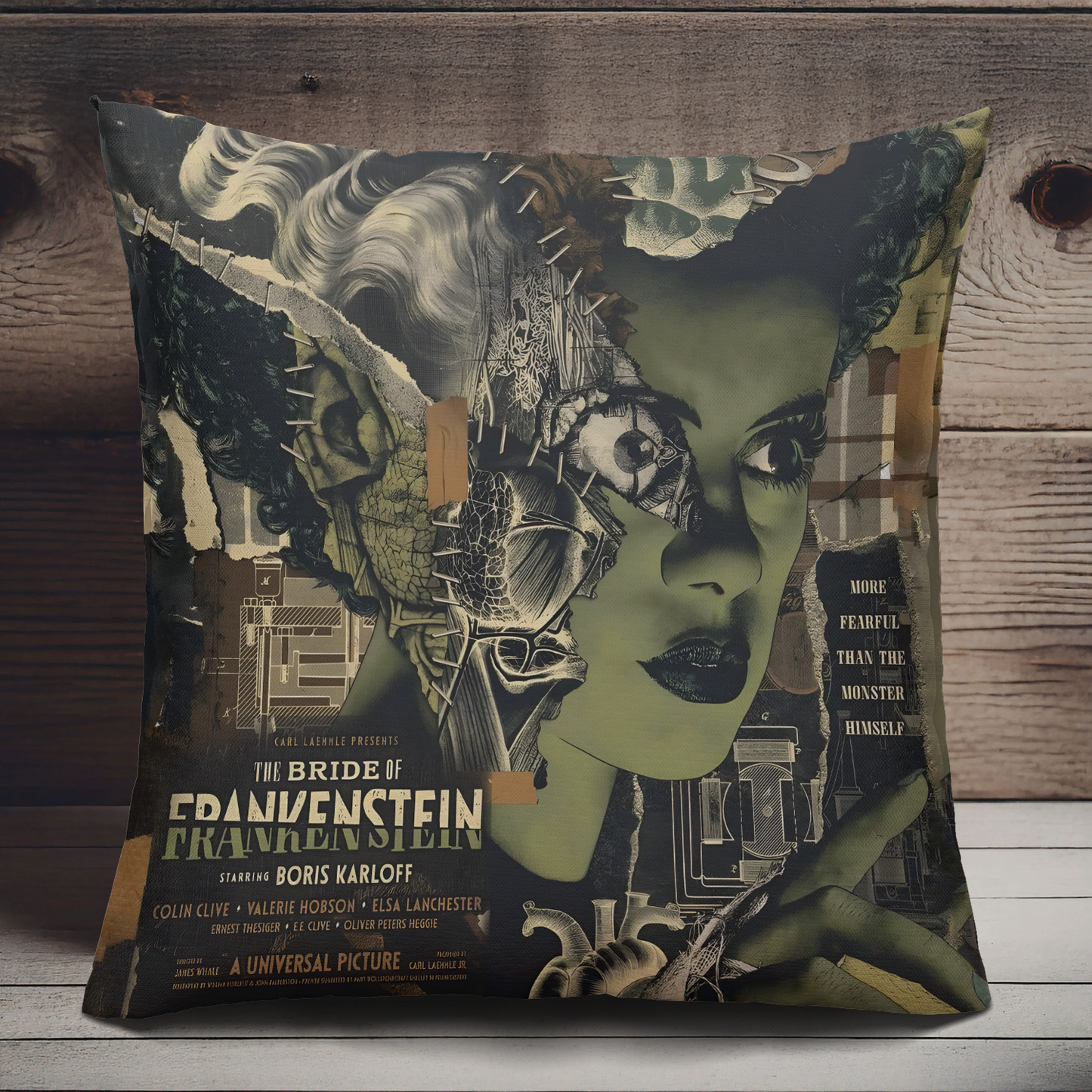 The Bride of Frankenstein Horror Movie Pillow