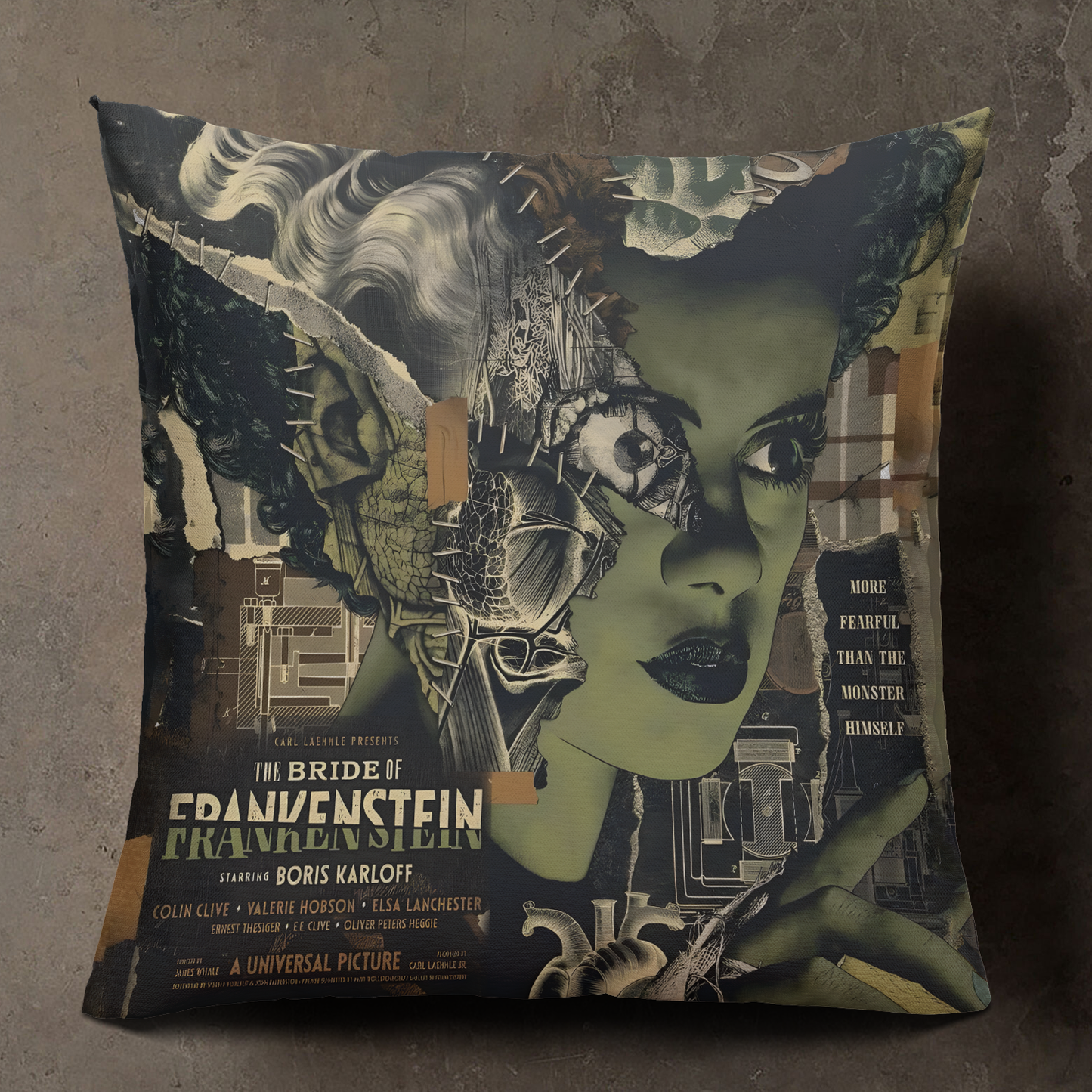 The Bride of Frankenstein Horror Movie Pillow