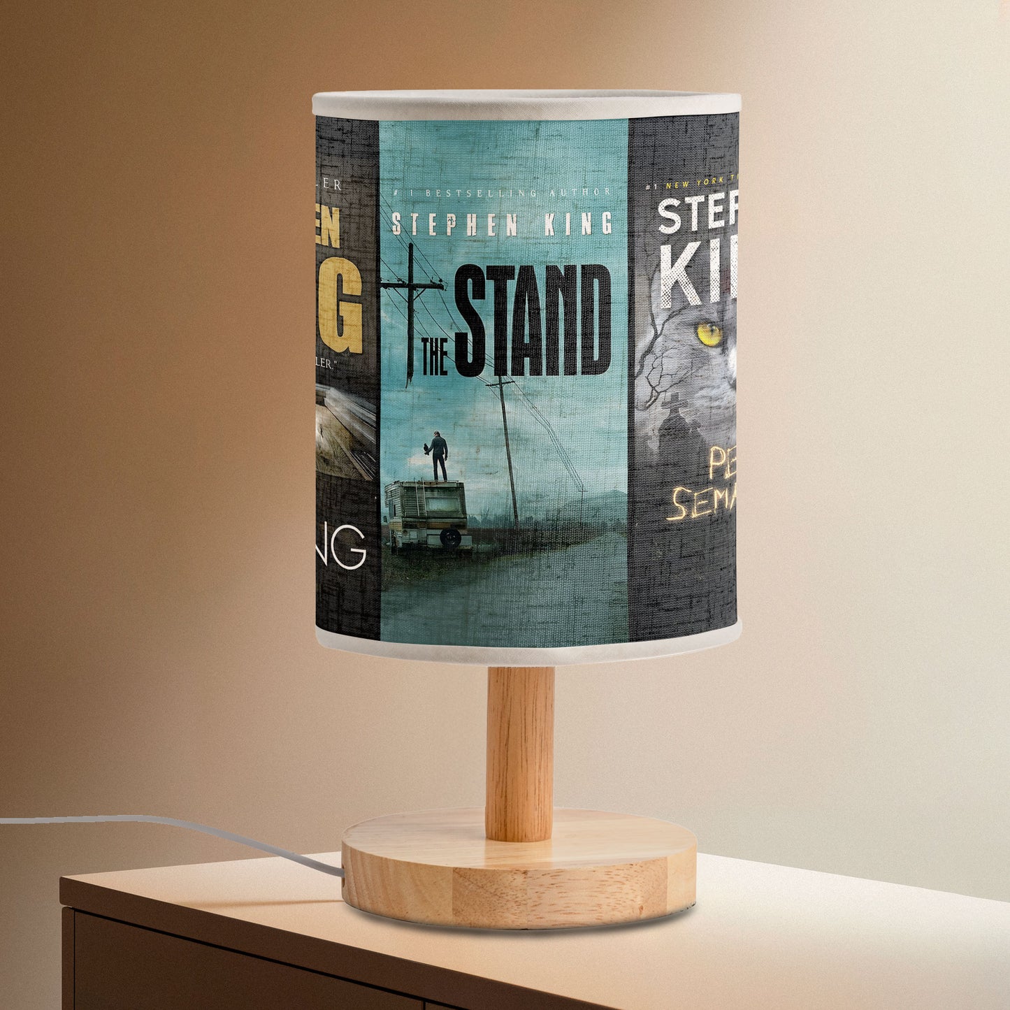 Stephen King Horror Fabric Lamp – Featuring IT, The Shining, The Stand, Pet Sematary, and Carrie