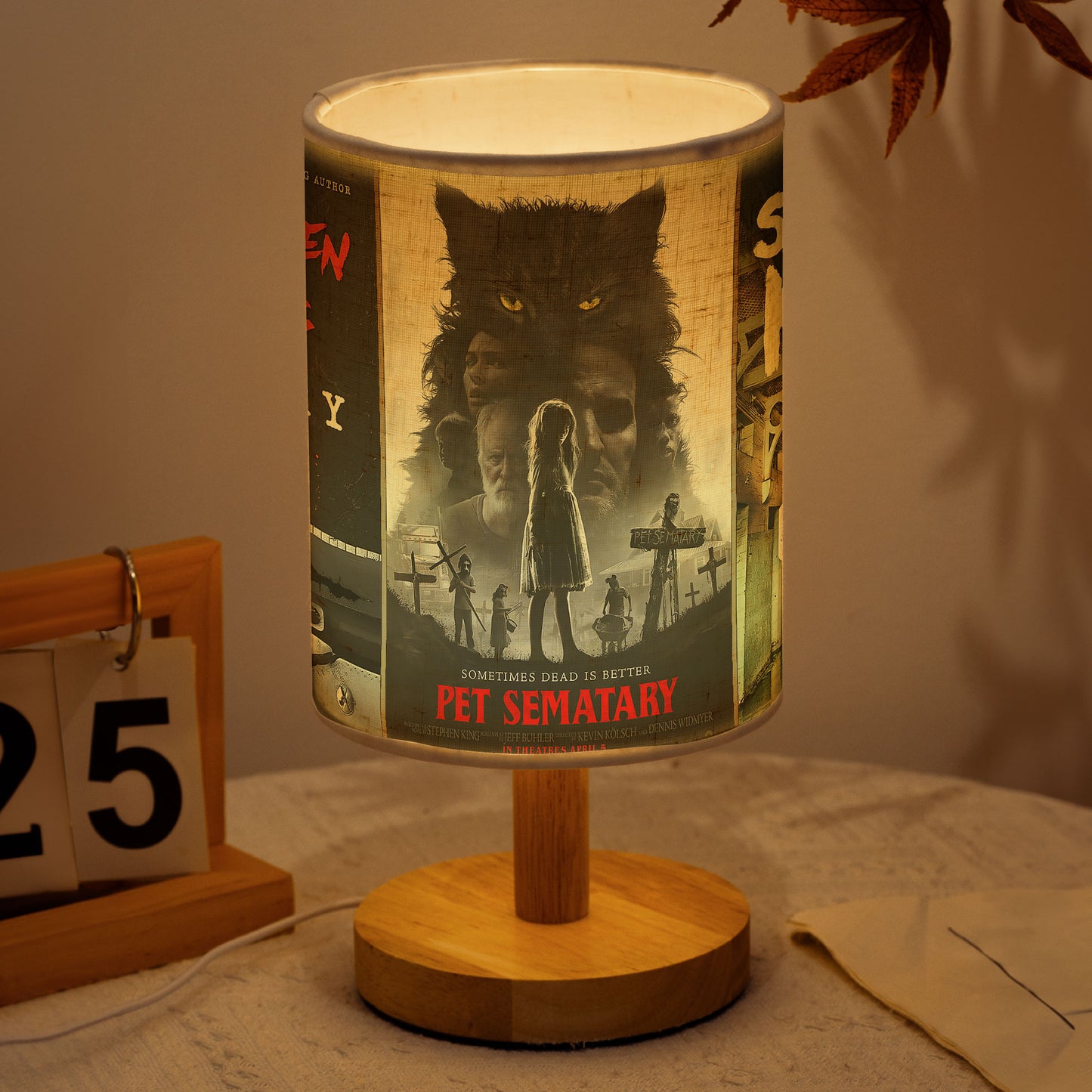 Stephen King Horror Book Cover Fabric Lamp