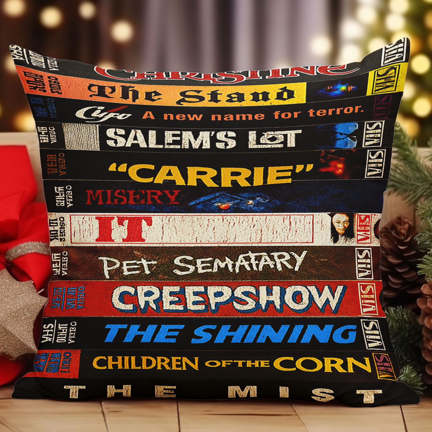 Stephen King Horror Book Spine Pillow