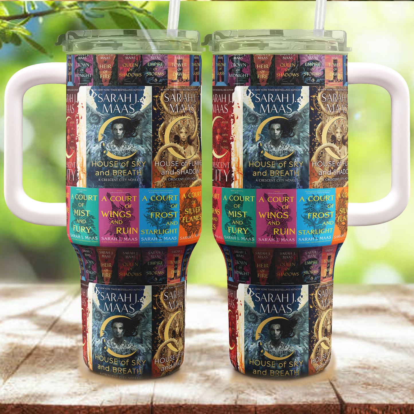 Sarah J. Maas Book Covers 40oz Tumbler – Crescent City, ACOTAR & Throne of Glass Series