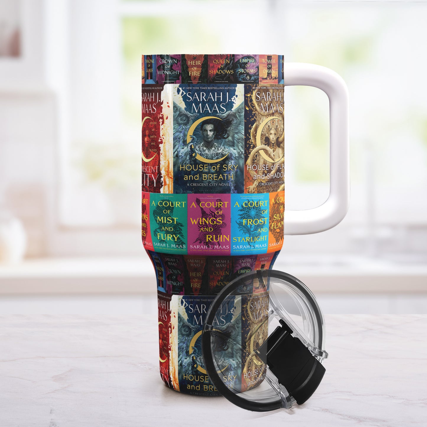 Sarah J. Maas Book Covers 40oz Tumbler – Crescent City, ACOTAR & Throne of Glass Series
