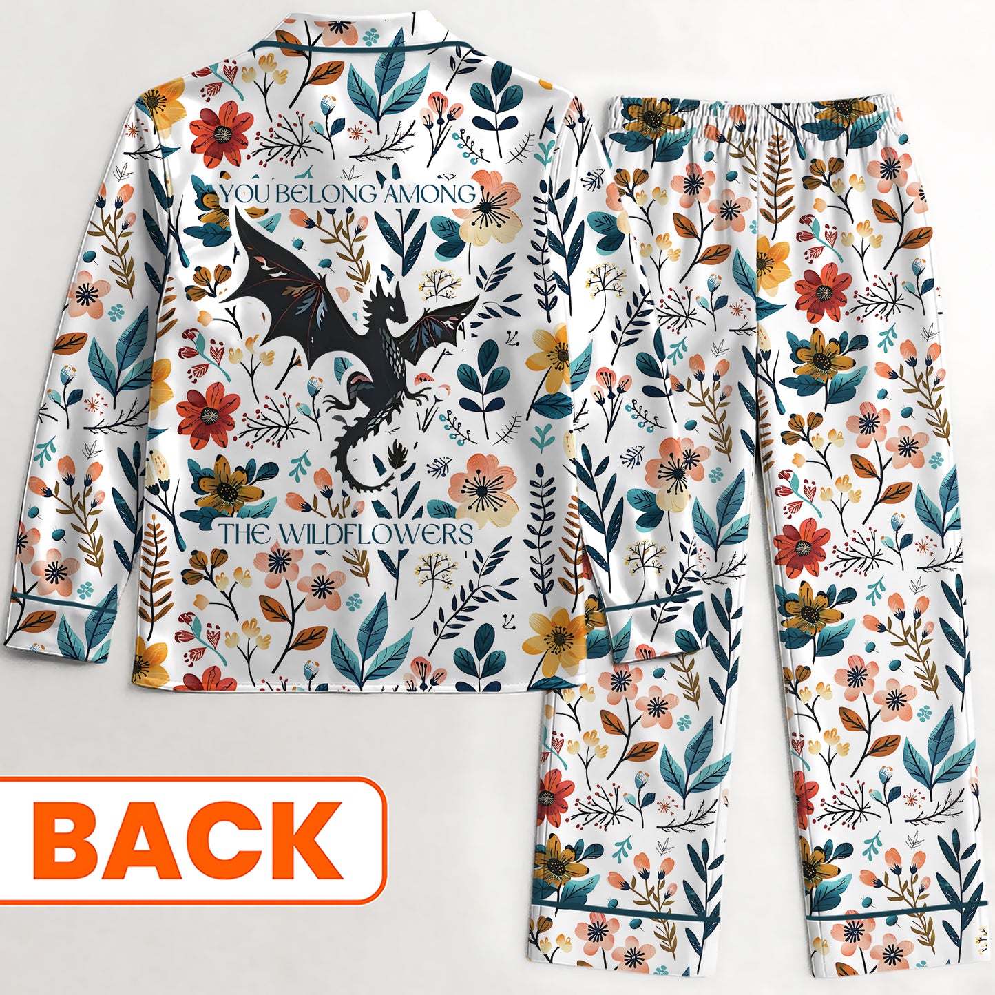 Abraxos You Belong Among Wildflower - Throne of Glass Satin Pajamas Set