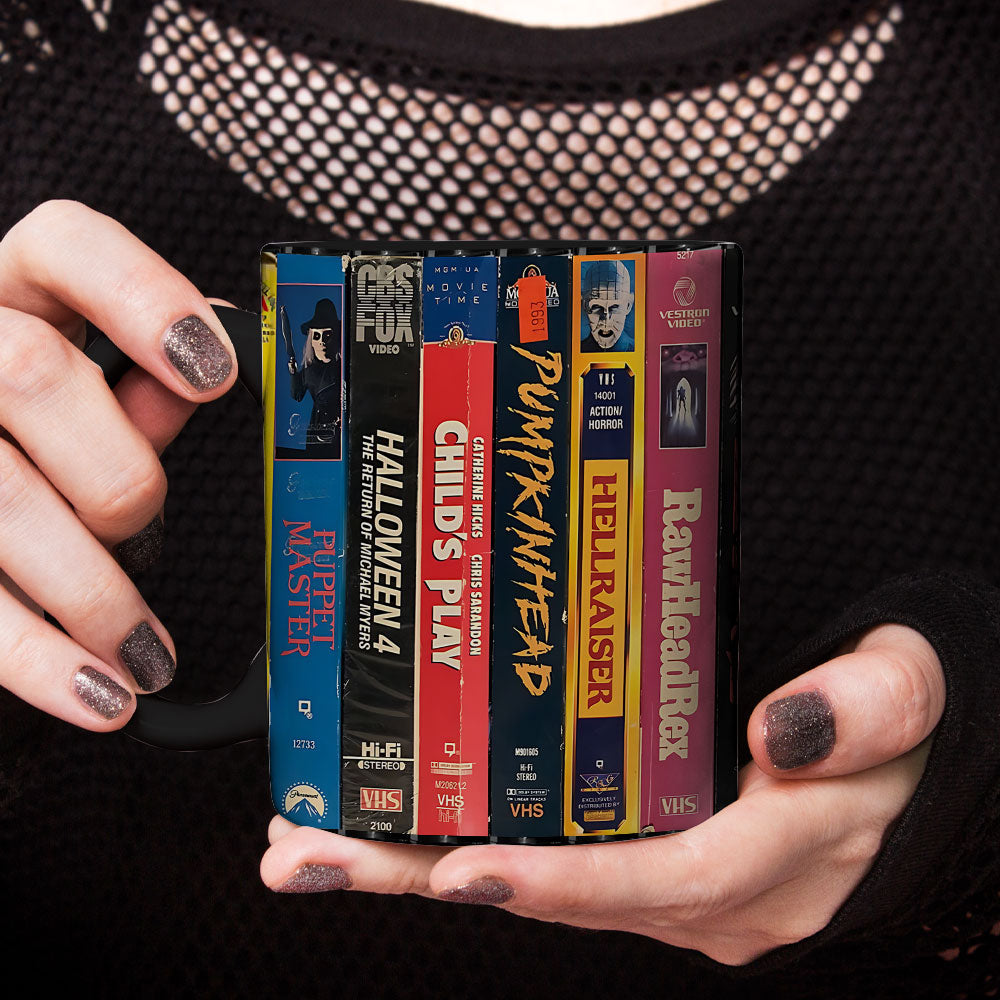 đ Retro Horror VHS Accent Coffee Mug â Halloween Collectorâs Edition