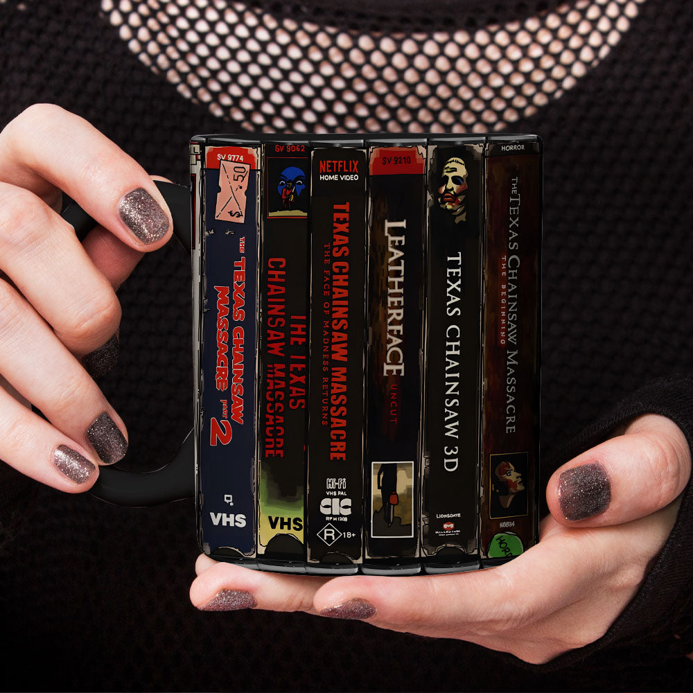 Retro Horror VHS Accent Mug – A Halloween Classic