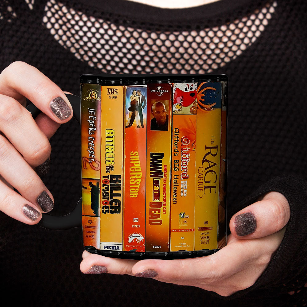 Retro Horror VHS Accent Mug – A Halloween Classic