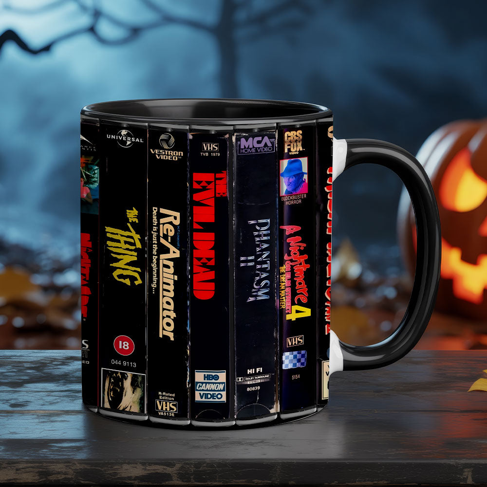 Back to the Video Store Accent Coffee Mug : 80s & 90s Halloween Horror VHS Memories