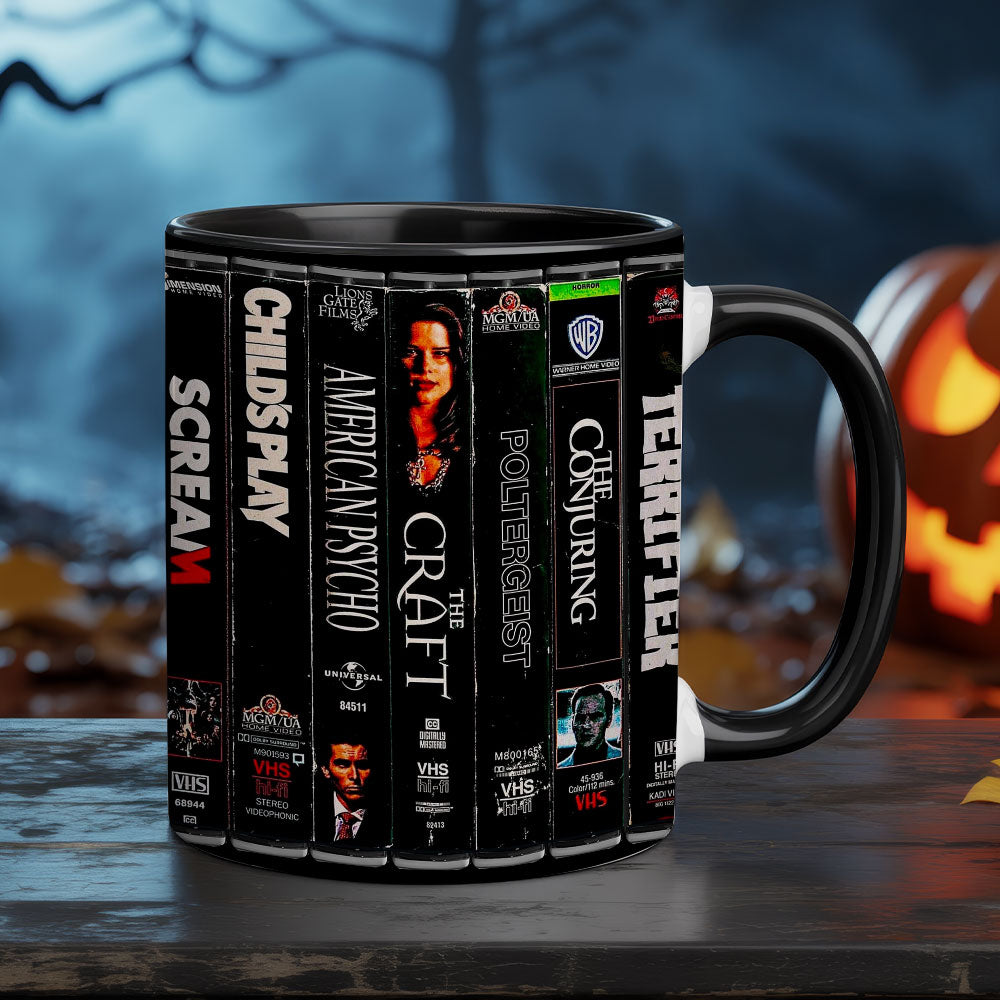 Killer VHS Classics: 80s-2000s Slashers & Psychological Horror Accent Coffee Mug
