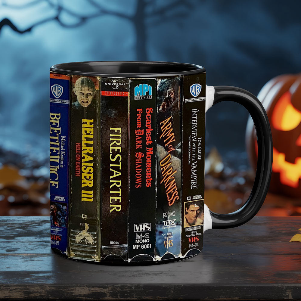 VHS Horror Classics Accent Coffee Mug – Halloween Throwback Edition 80s 90s