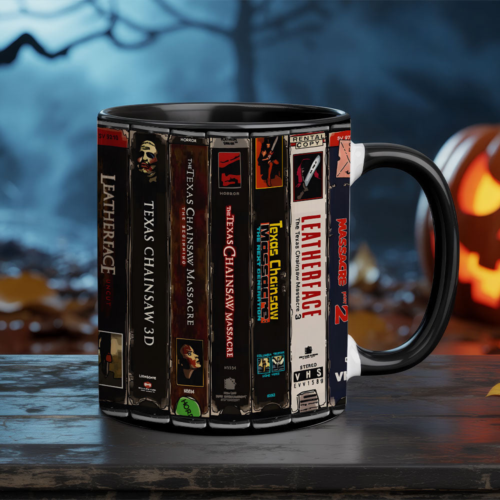 Retro Horror VHS Accent Mug – A Halloween Classic